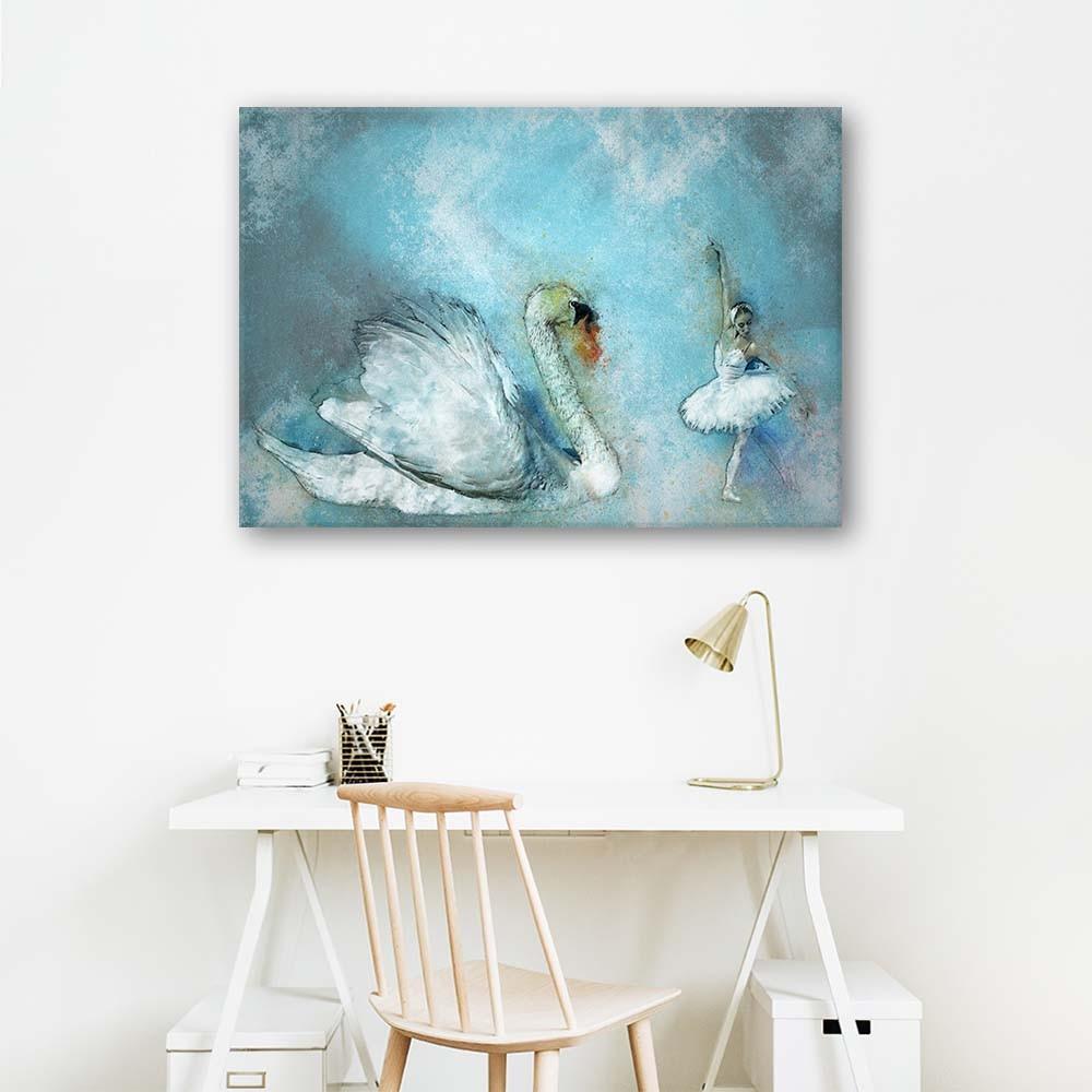 Canvasbillede, Svane og ballerina