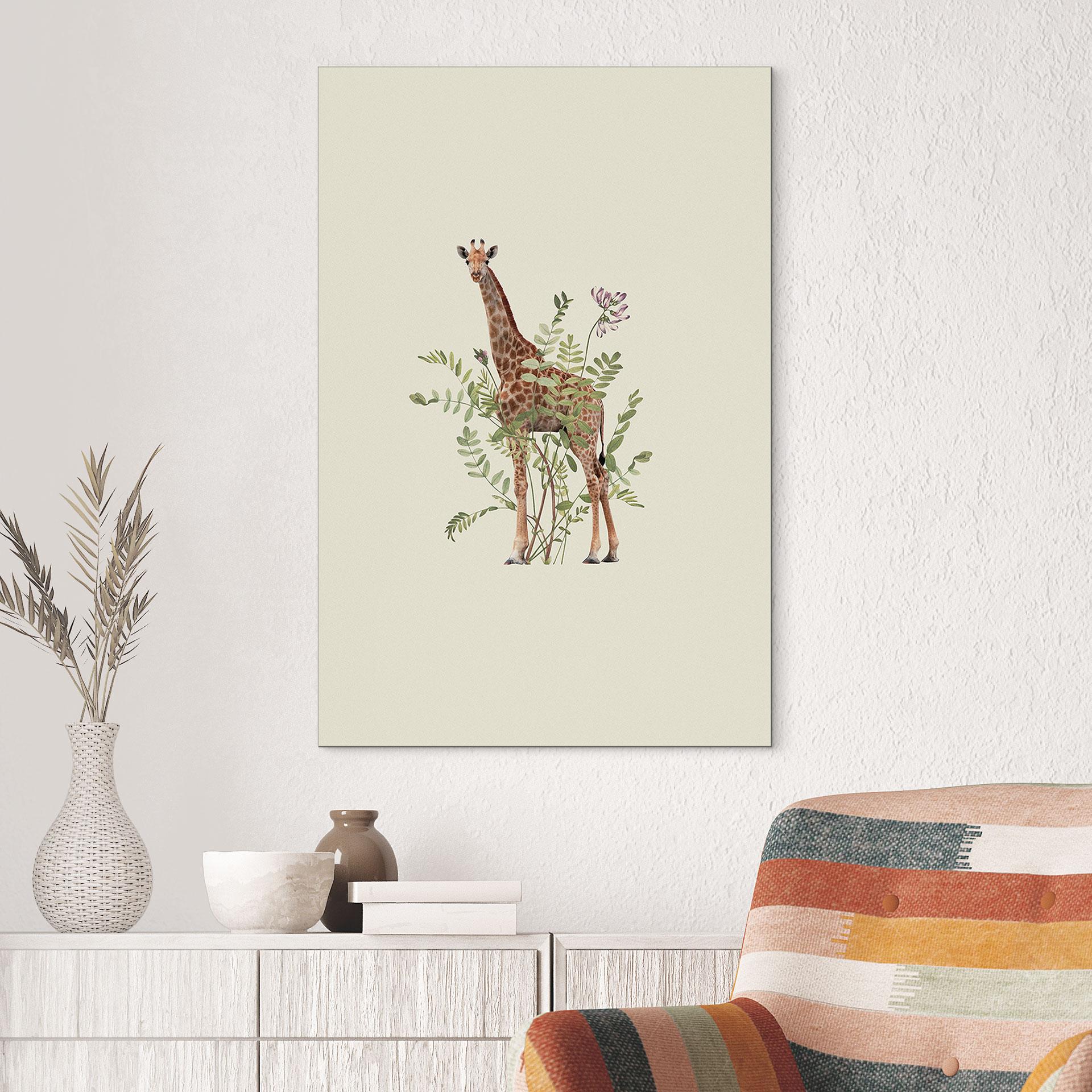 Wandbild Florale Giraffe - Frida Floral Studio - Alu-Dibond