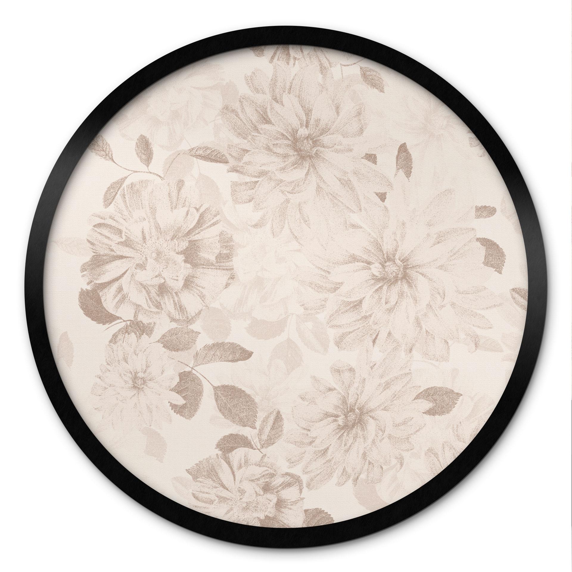 Plakat Dahliaer Shabby Chic Beige - Blomsterdekoration - Rund