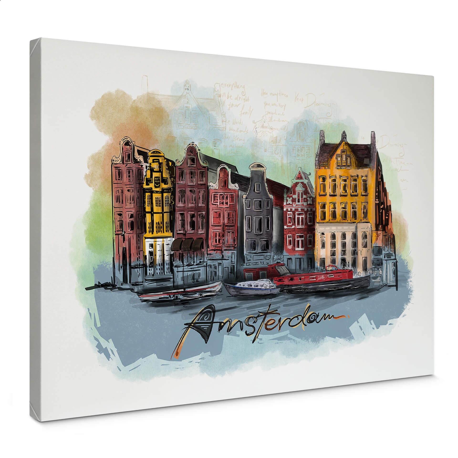 Canvastavla Amsterdam - Älska din stad