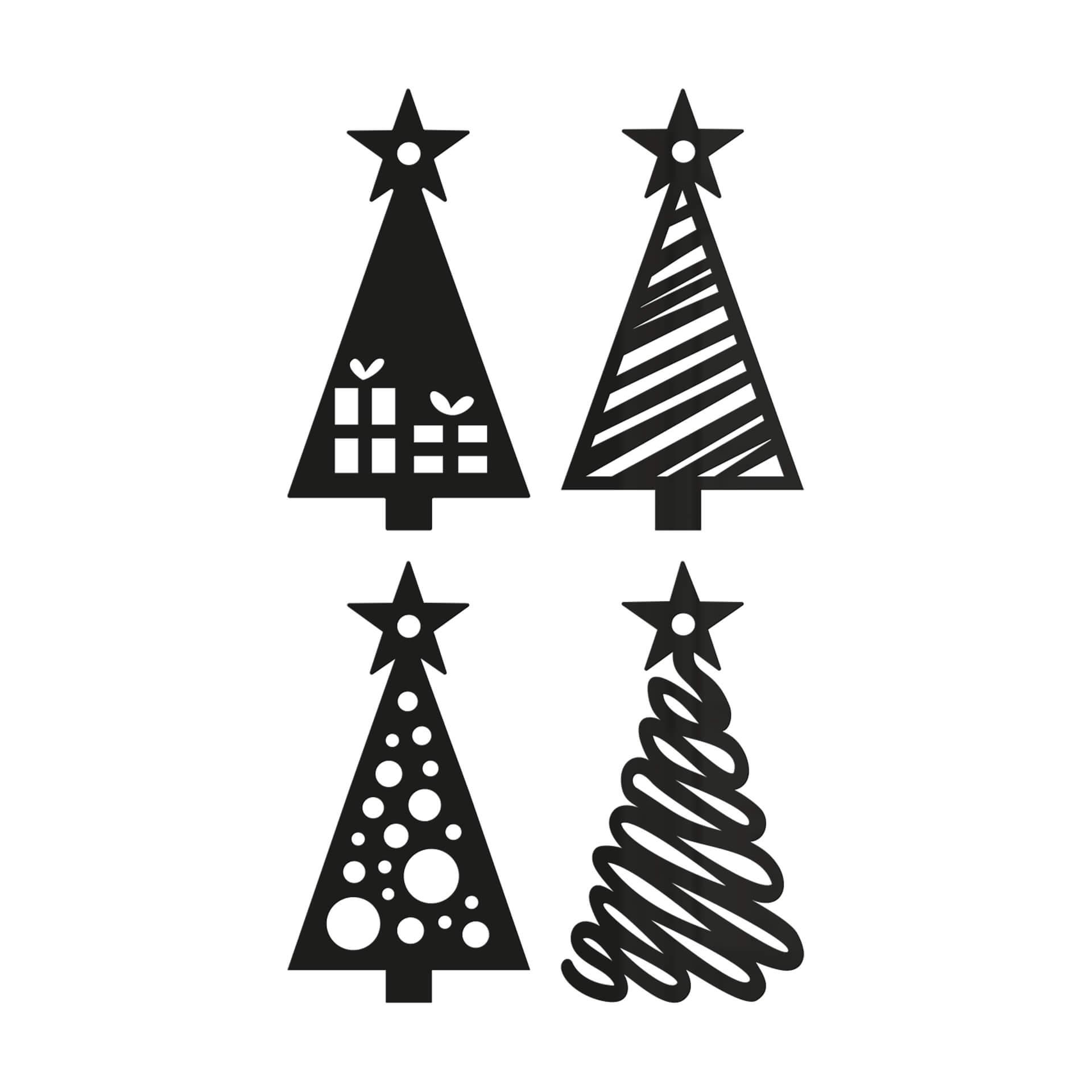 Decoración navideña de pared - Árbol de Navidad con Muestra set de 4 - decoración acrílica - 6x10 cm