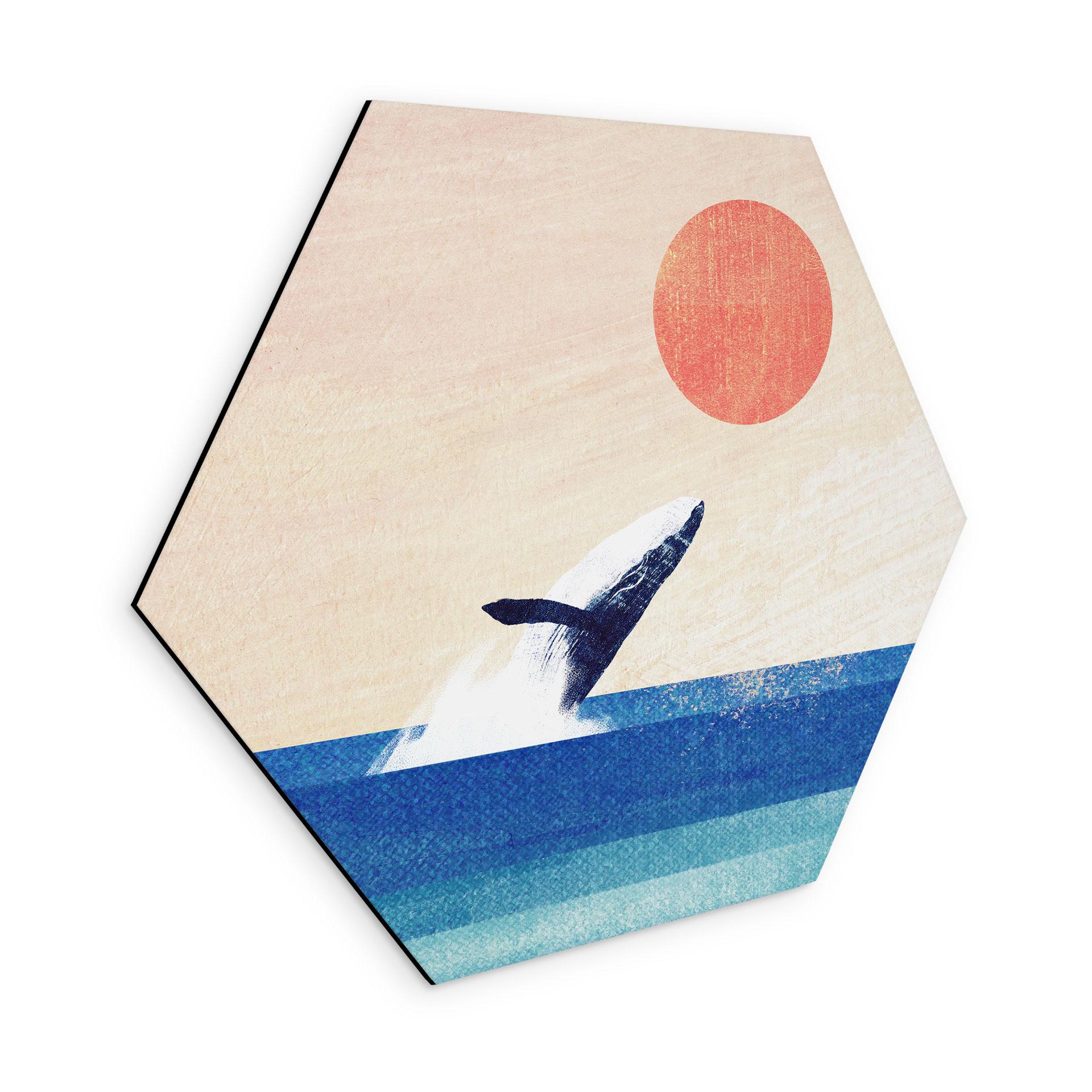 Hexagon Wanddecoratie Walvis in de zee - Rivers - Alu-Dibond