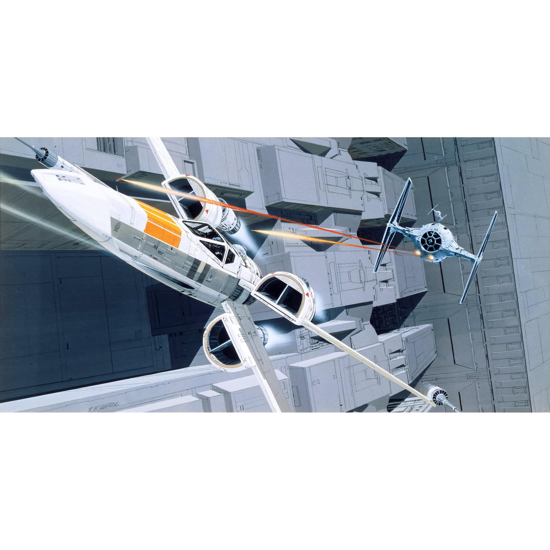 Vlies Fototapete - Star Wars Classic RMQ X-Wing vs TIE-Fighter - 500 x 250 cm