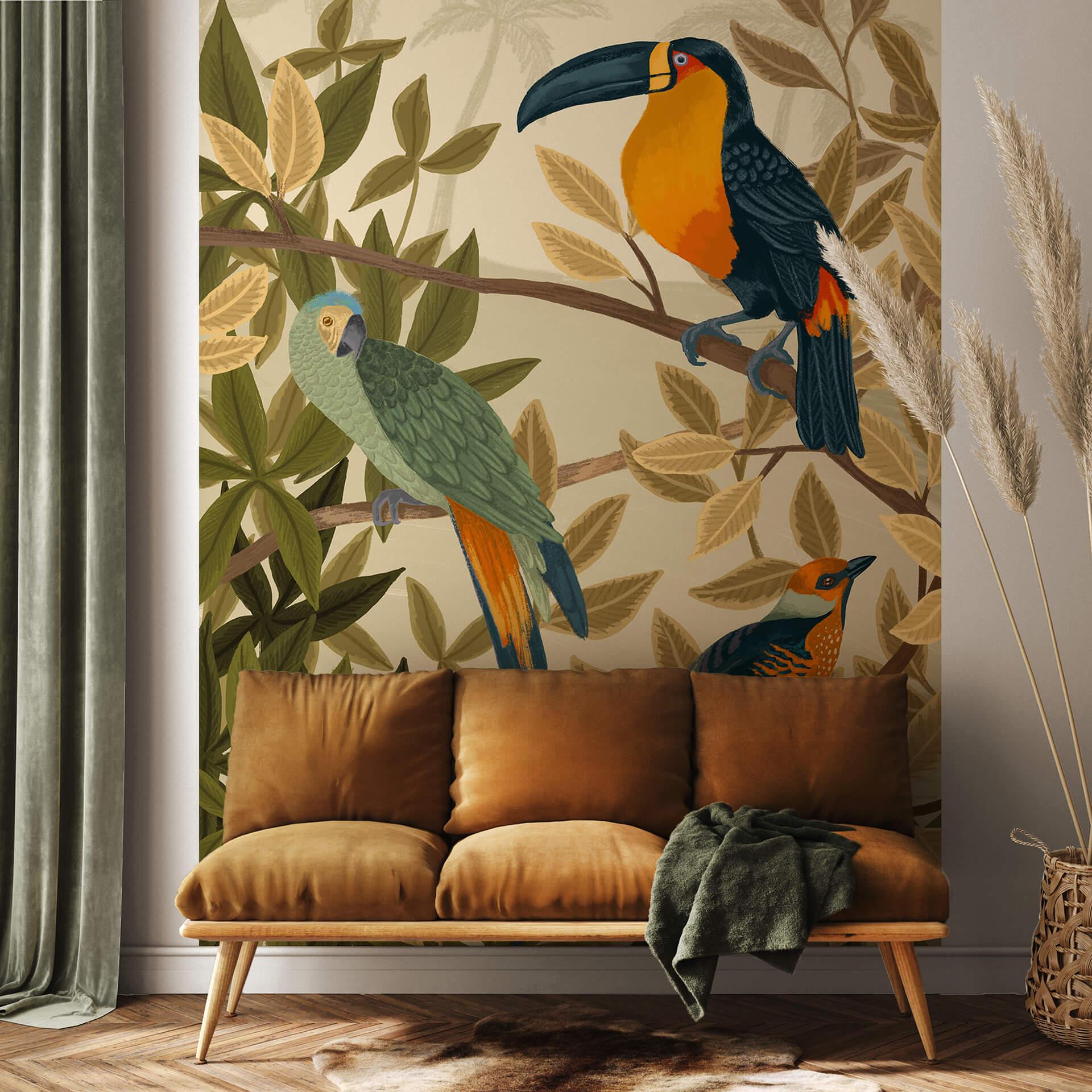 Fototapet Jungle Wallpaper Goed Blauw - Paradise