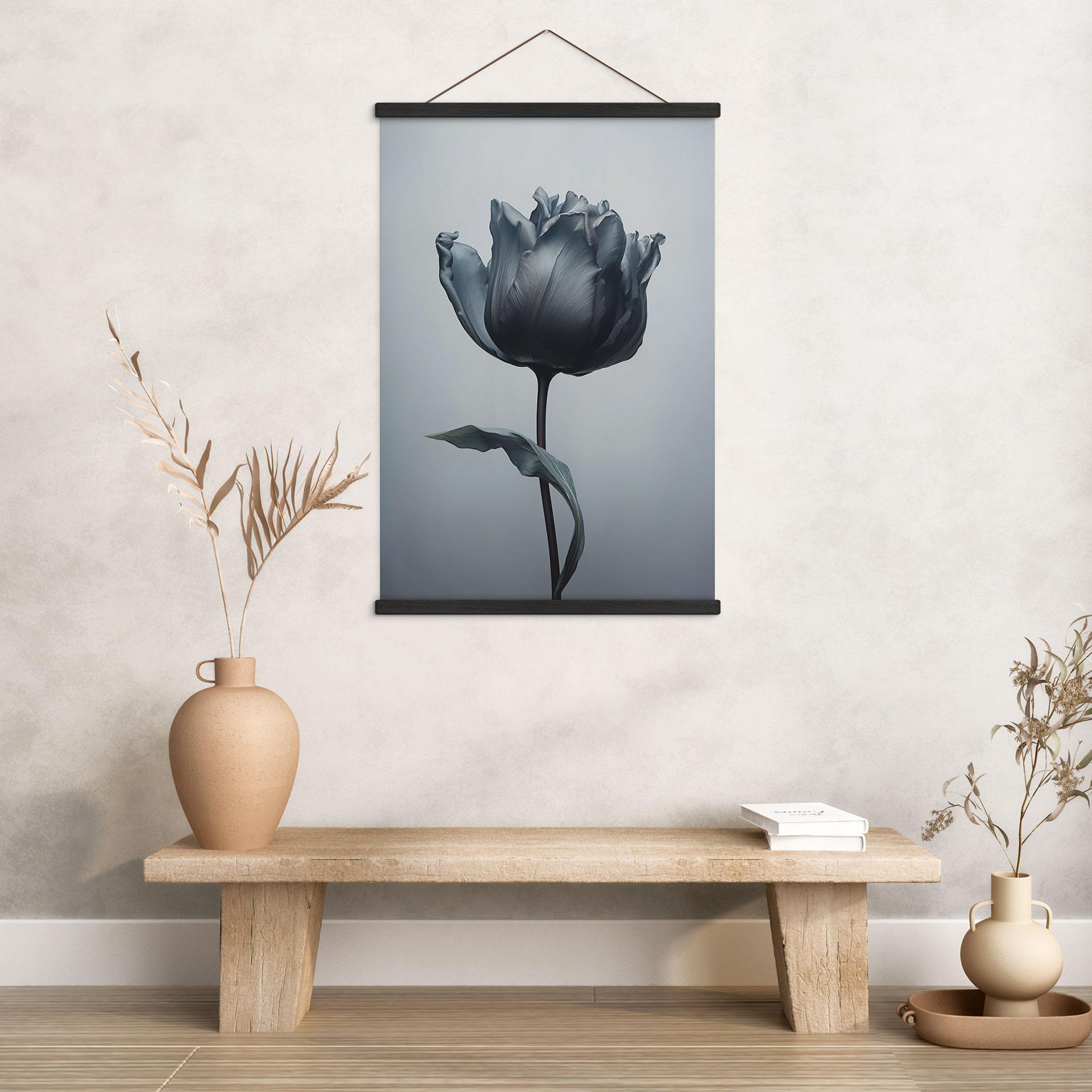 Tekstil plakat Fløjlsagtig tulipan i sort - Paksoylu