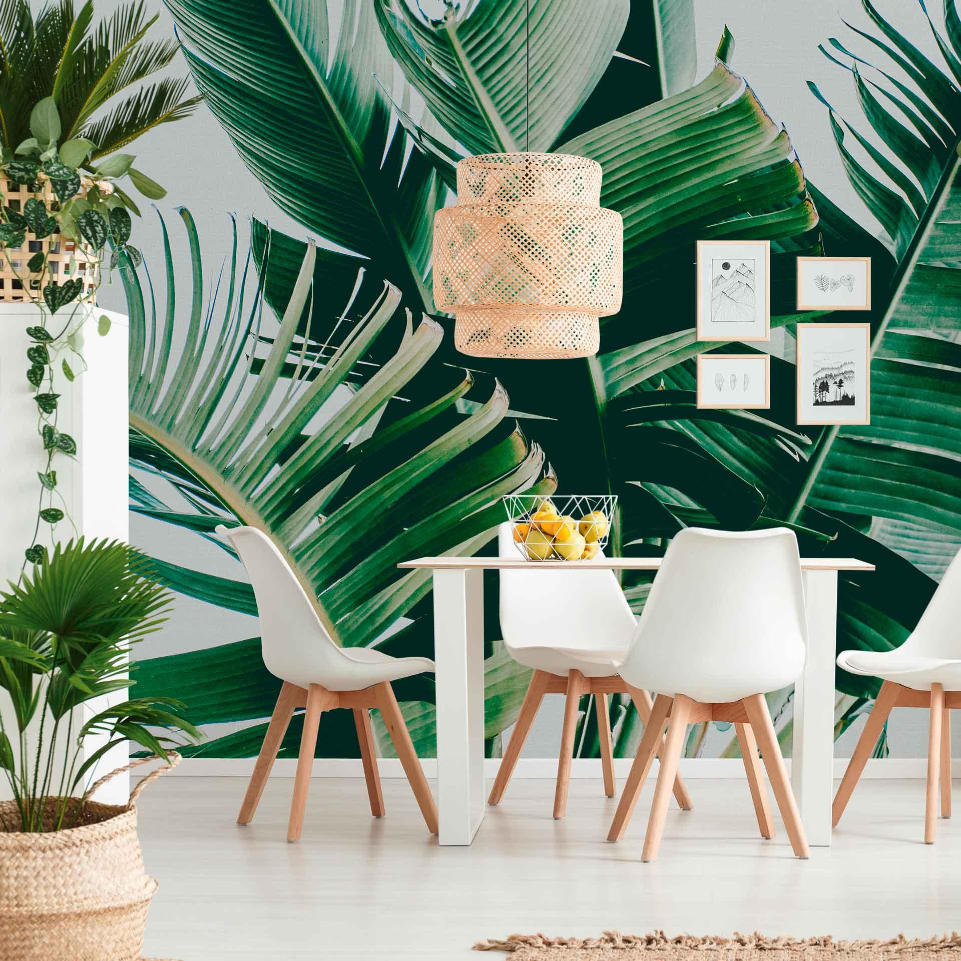 Nature PalmFronds1 tapet i grågrøn - non-woven tapet Designwalls 2 - 2,55 x 3,5 m