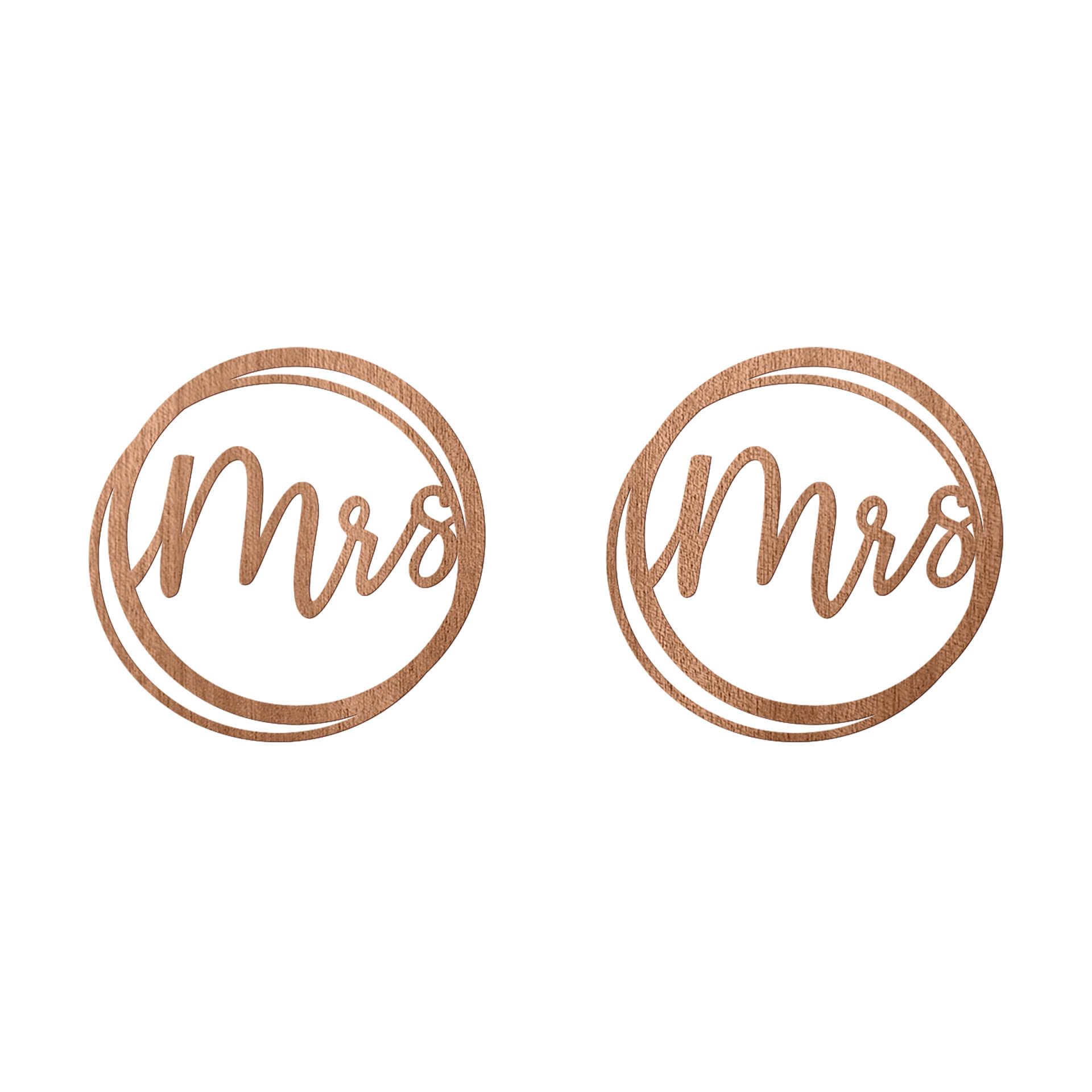 Letras de madera boda Sra. y Sra. - caoba