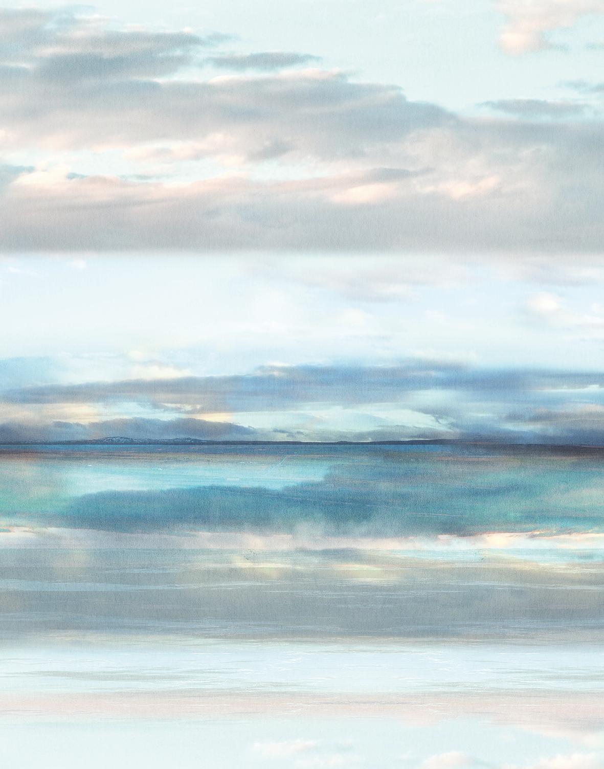 Wolkenlucht behang Blauw, Grijs, Illustratie 2.70 x 2.12 m
