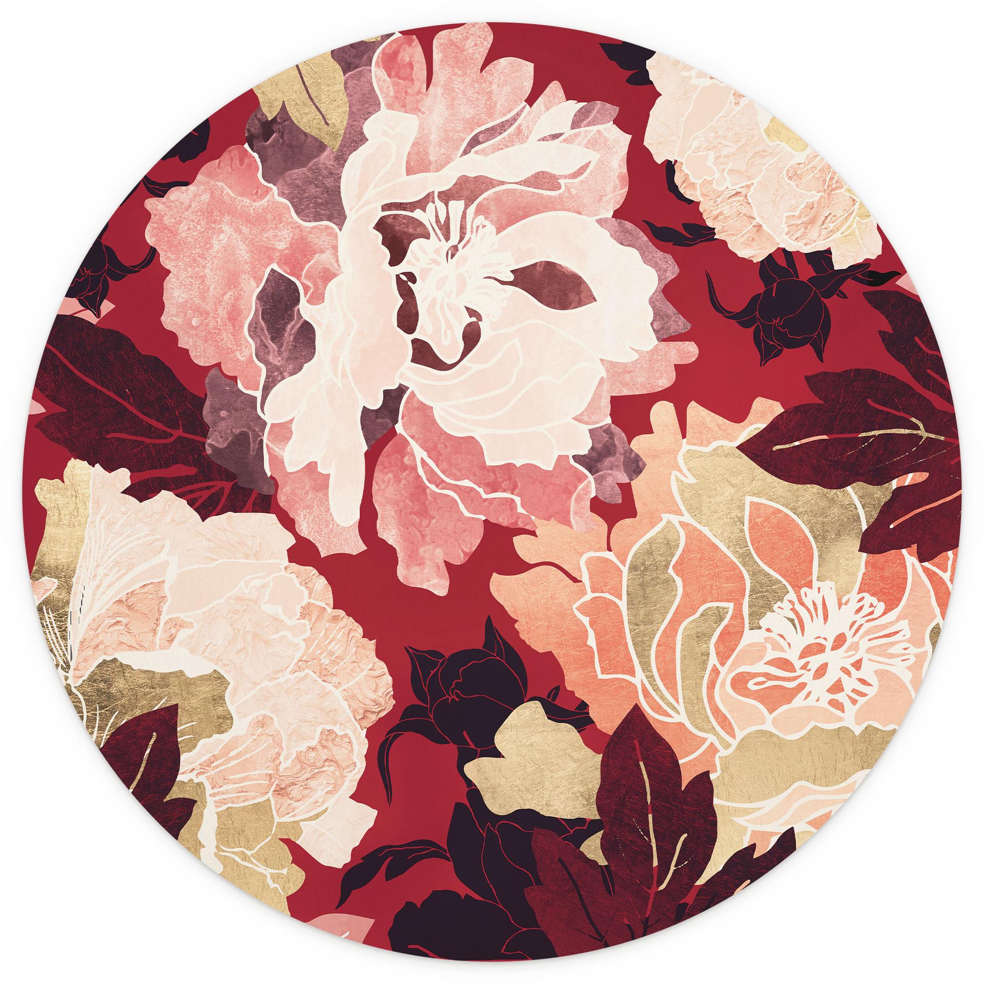 Tapet cirkel Pæoner med store blomster - SpaceFrog Designs - vliesetapet/selvklæbende non-woven tape