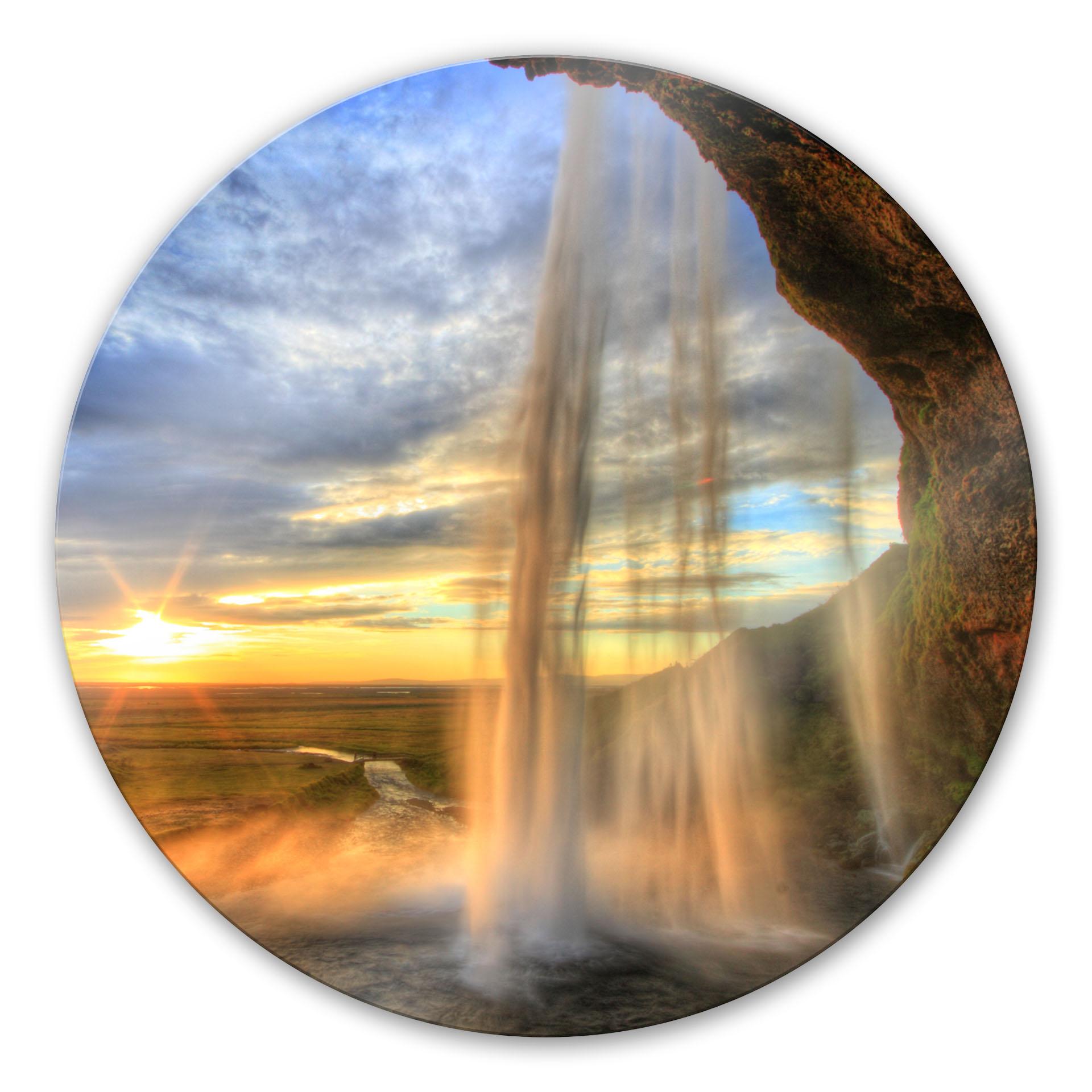 Glasbillede - Seljalandsfoss Vandfaldet - Rund