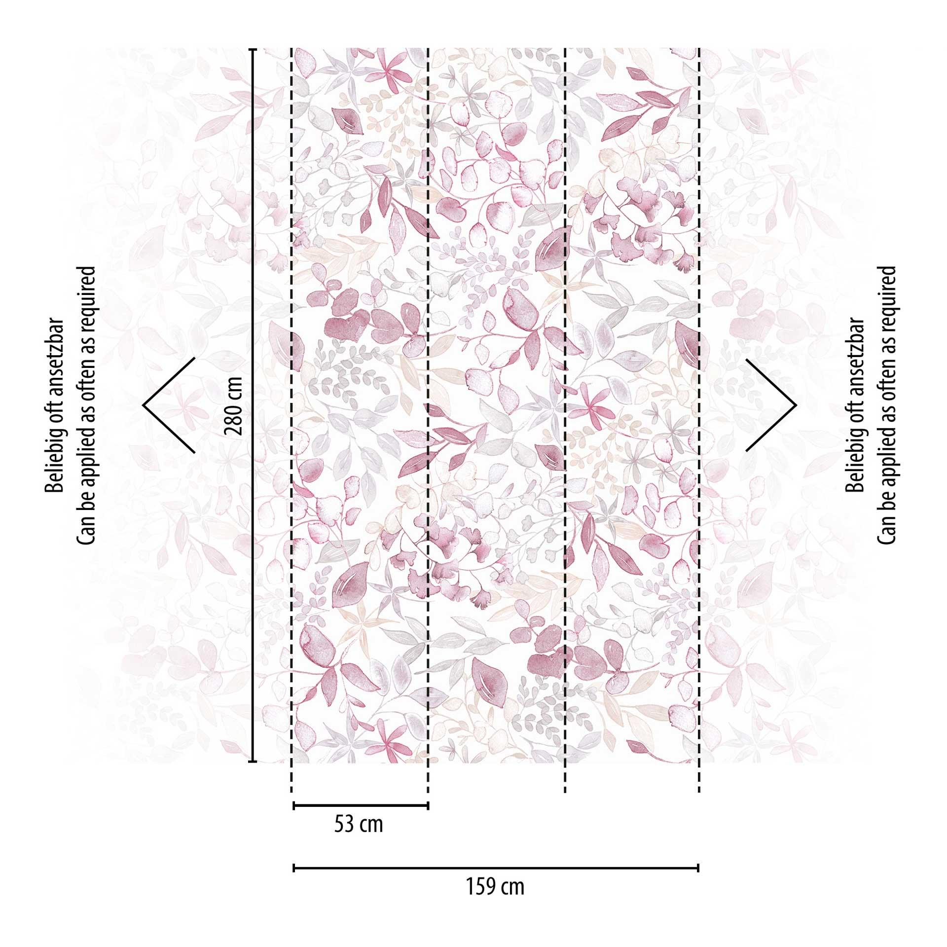Ikke-vævet tapet med Mønster pink beige - blomstret tapet - Fototapet