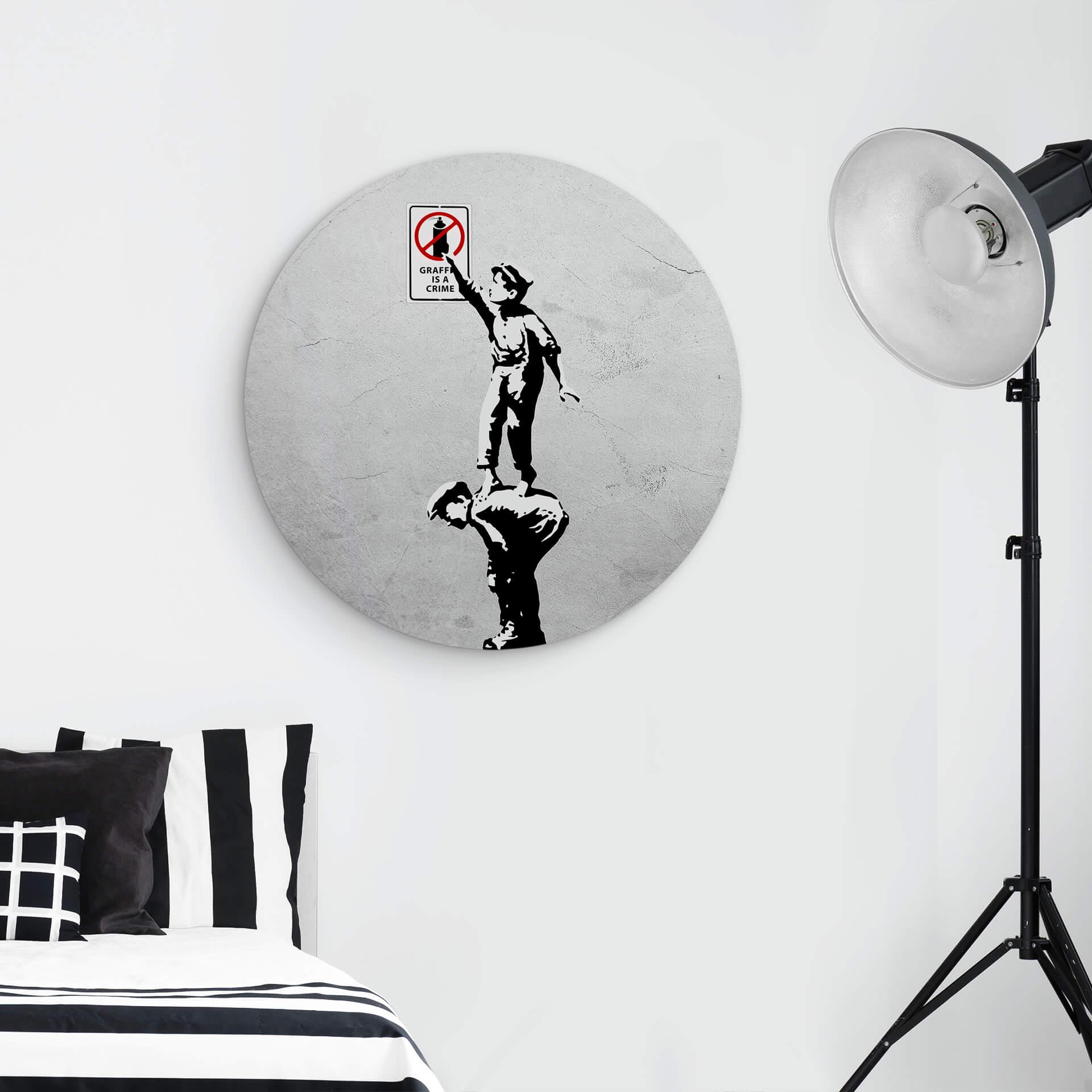 Wandcirkel Banksy - Graffiti is a Crime