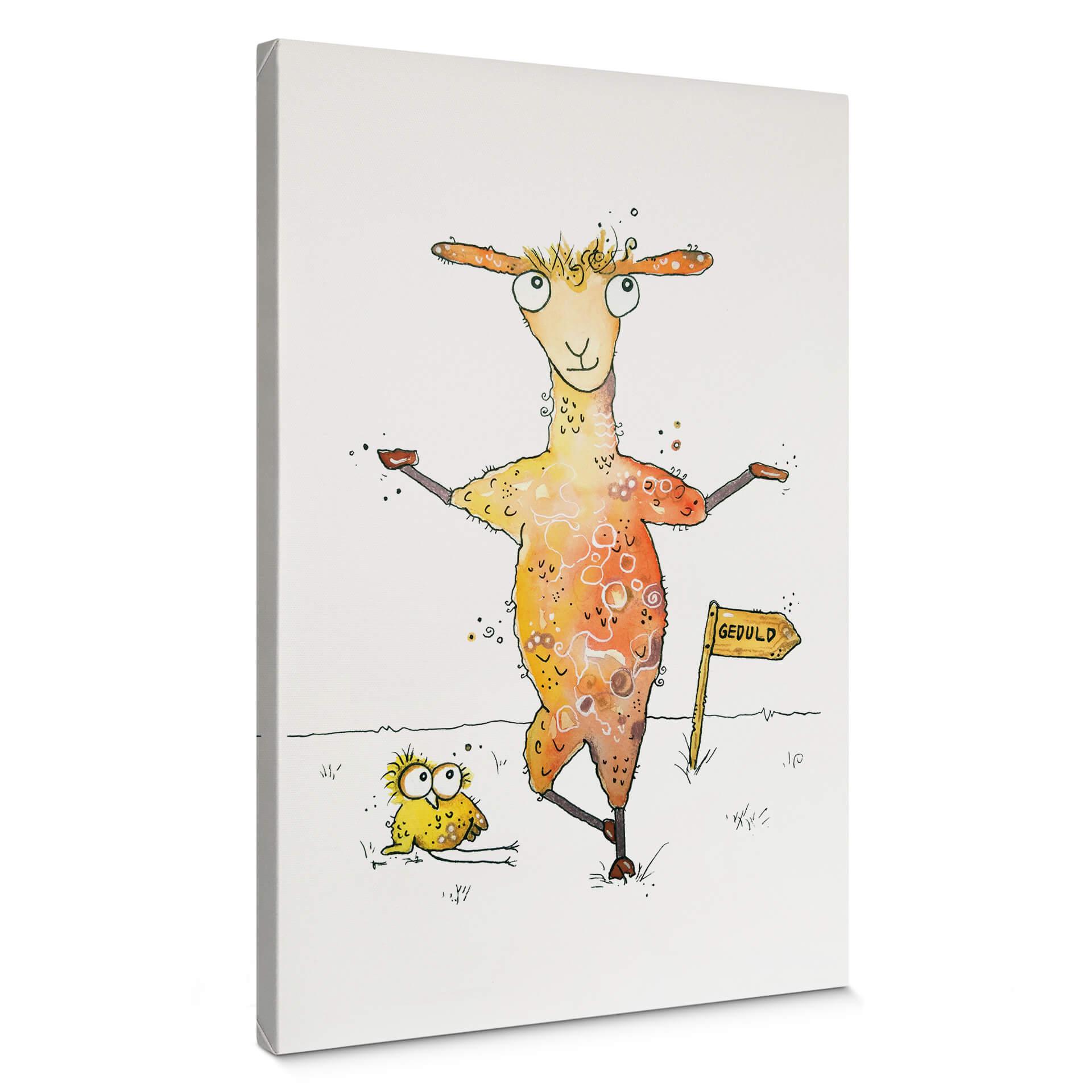 Lienzo Hagenmeyer - Llama y pájaro