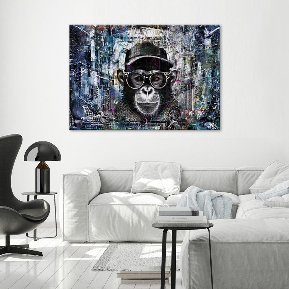 Canvasbillede, abstrakt chimpanse-abe