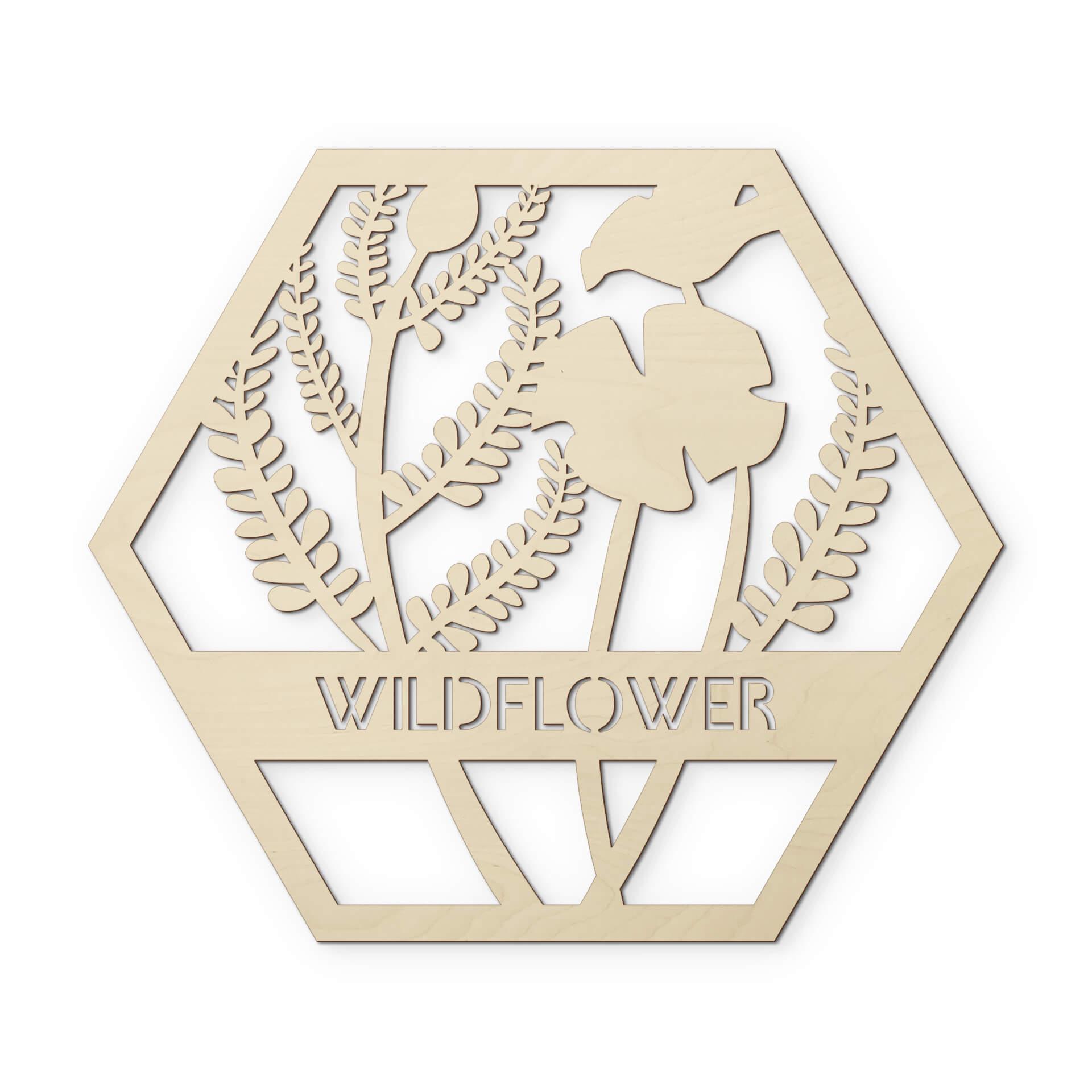 Wanddecoratie Populierenhout Wildflower