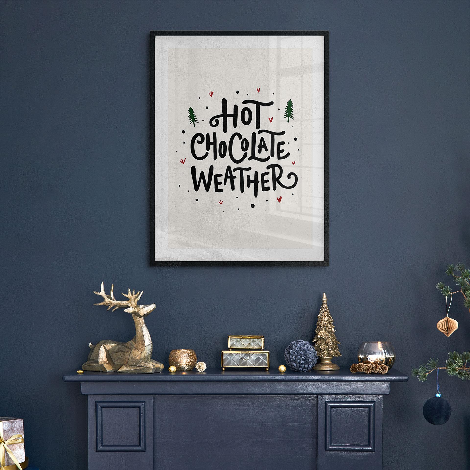 Winterse slogan poster - Warme Chocolade Kerst Print - Soley