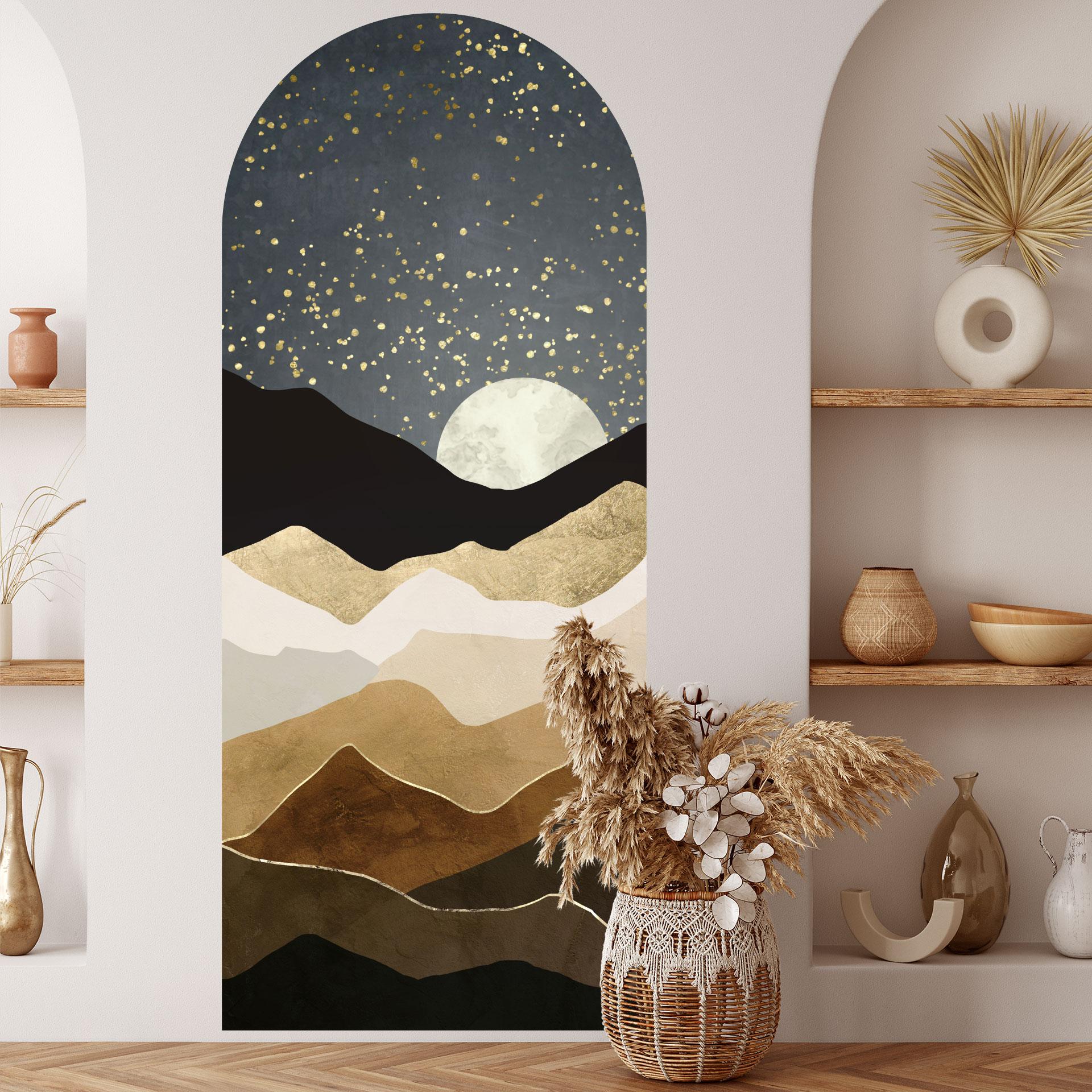 Wallsticker rundbuevægpanel gyldne stjerner - SpaceFrog Designs - smal