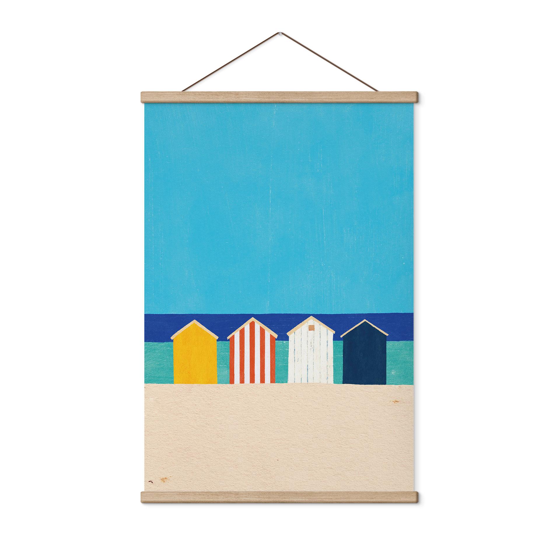 Textielposter Strandhuisjes aan zee - Rivers
