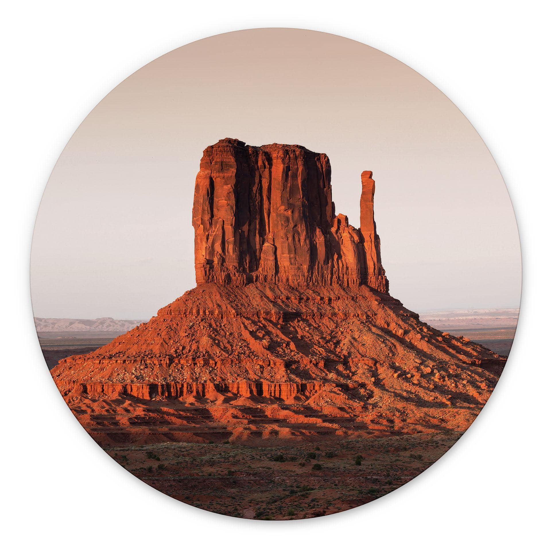 Klippeformation i Monument Valley - Hugonnard - Billede Rund – print på aluminium (Alu-Dibond)