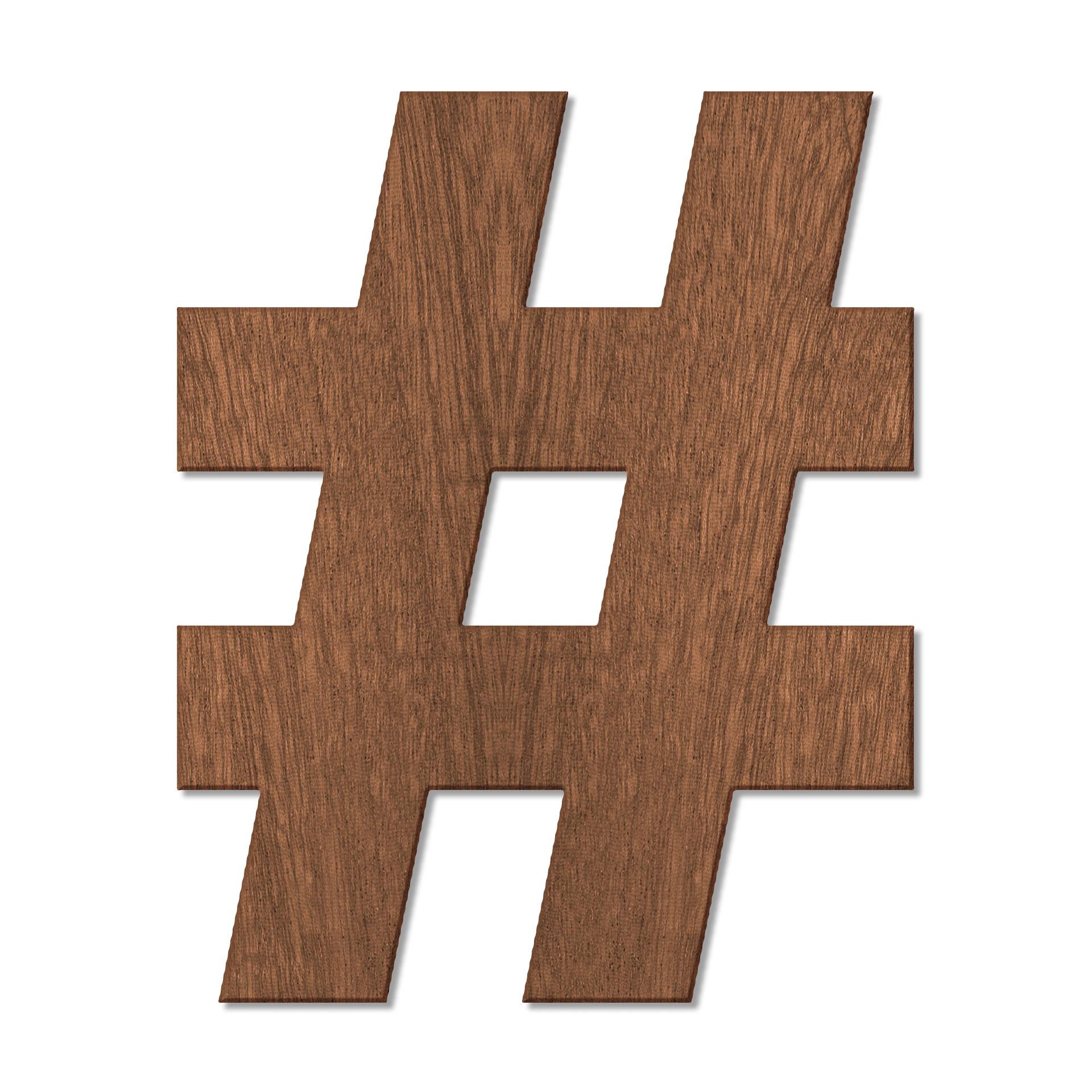 Letras de madera caoba hashtag
