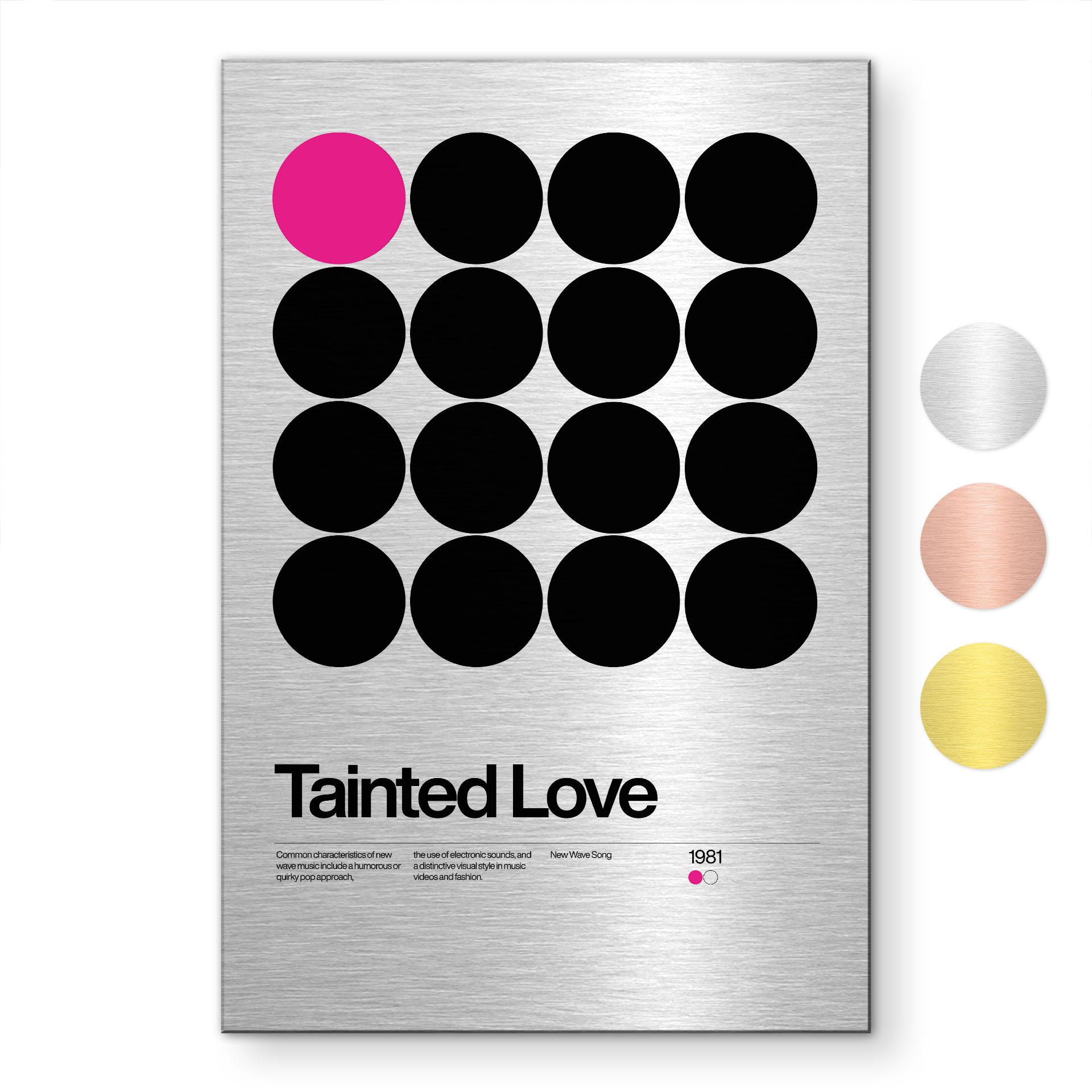 Geborsteld Alu-Dibond met goud-, zilver- & kopereffect - Tainted Love Retro Pop-Art - Sub88 Studio