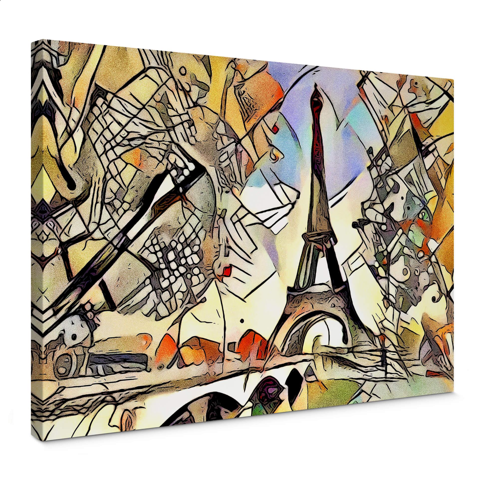 Canvastavla Zamart - Kandinsky möter Paris Eiffeltornet