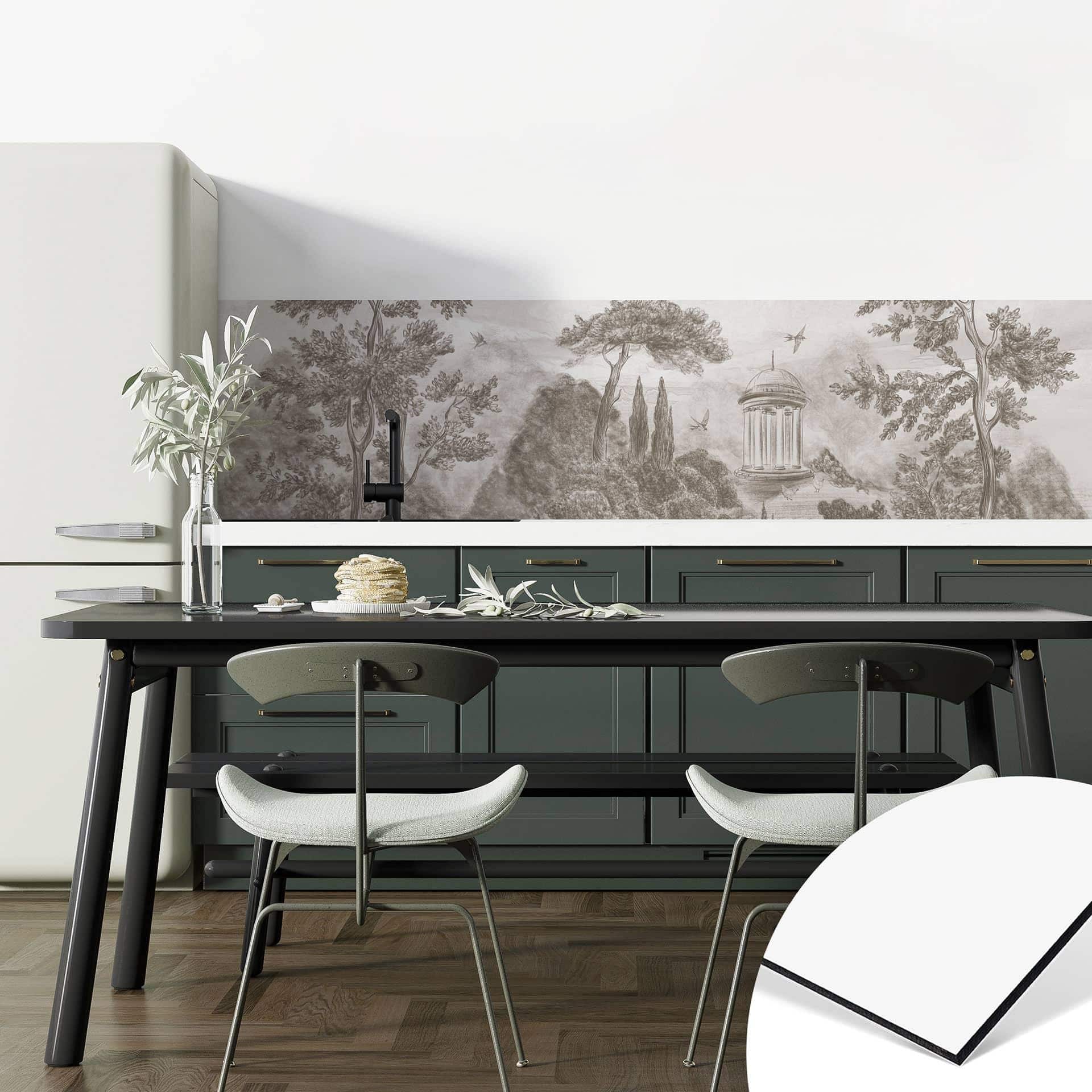 Küchenrückwand Landschaft mit Gartenlandschaft in Beige - Ms Tiff