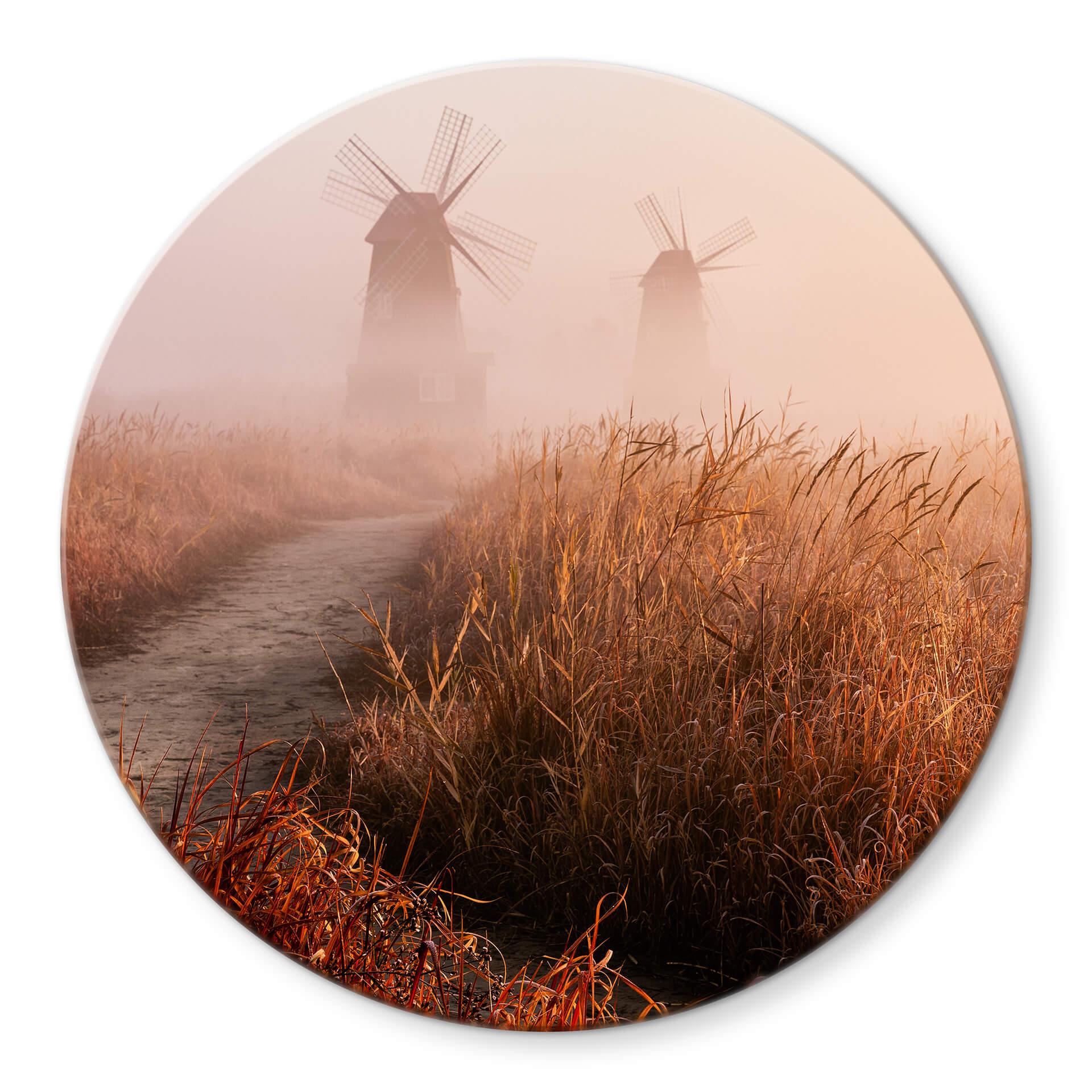 Glasschilderij Rond - Eom - Foggy Morning