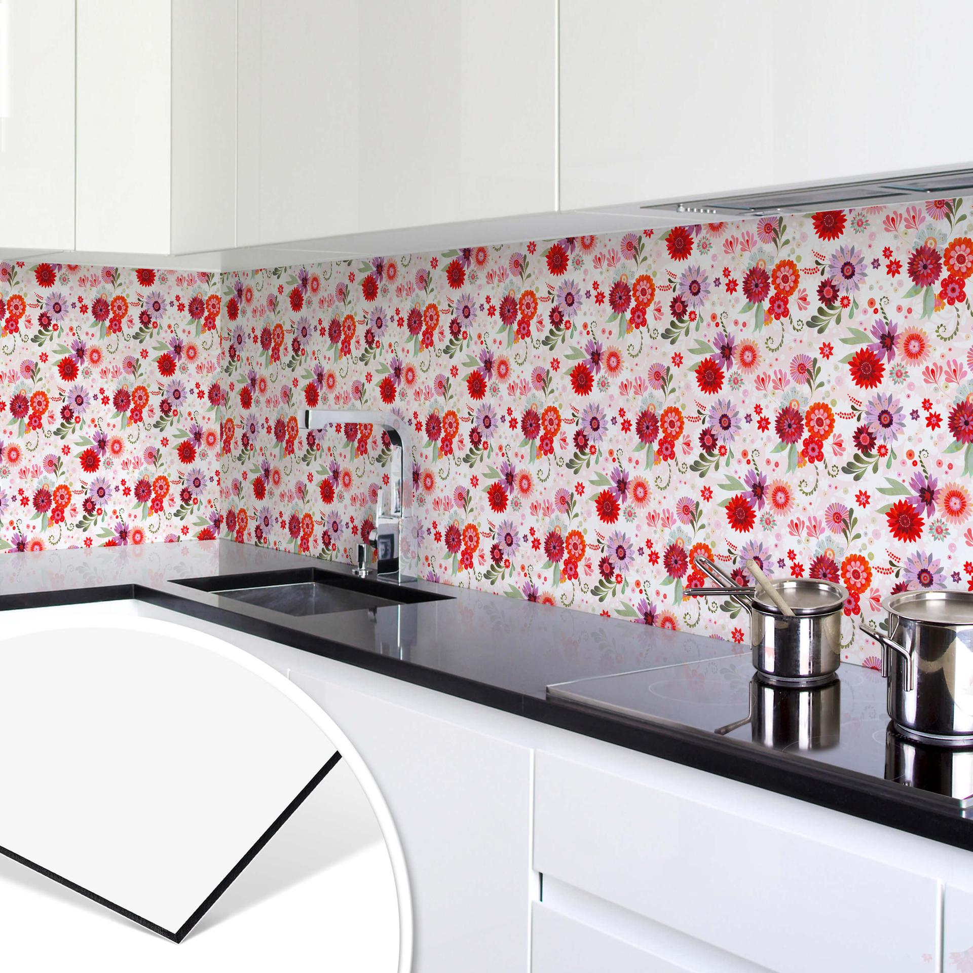 Revêtement pour cuisine - Alu-Dibond - Fleur et rêve