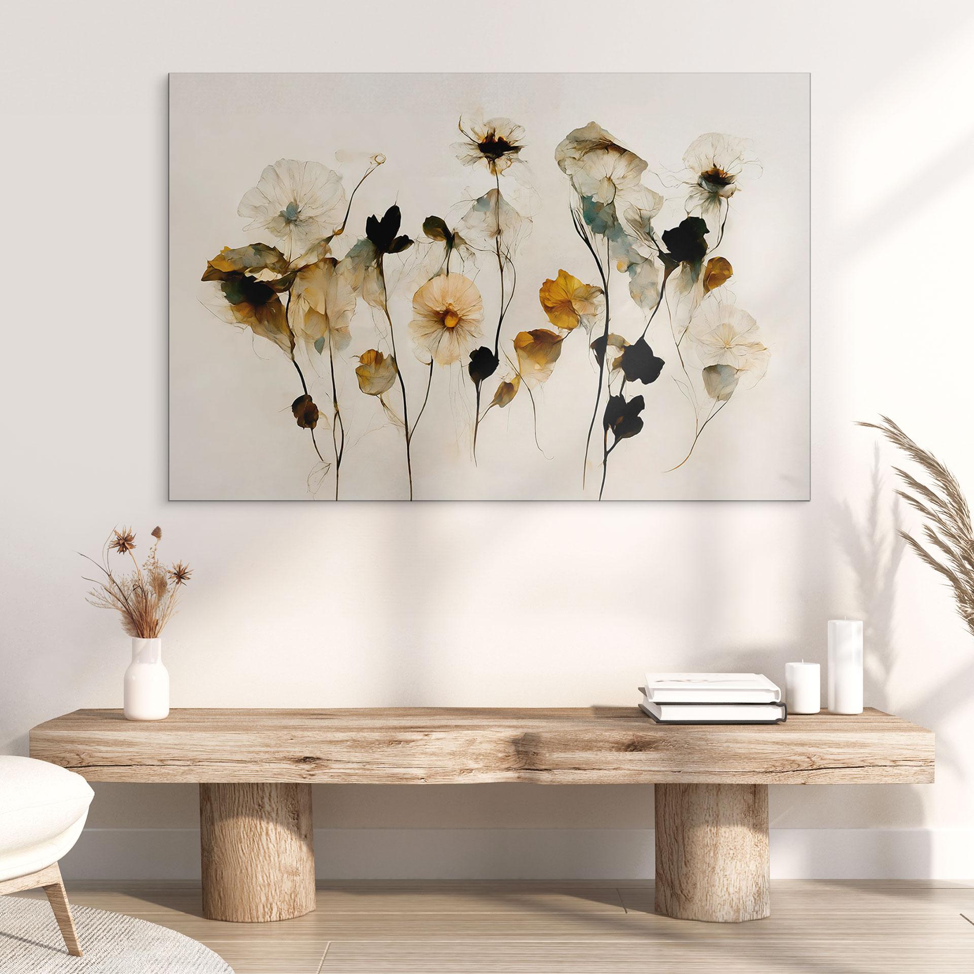 Wanddecoratie Fijne gedroogde bloemen in natuurlijke tinten - Treechild - Alu-Dibond