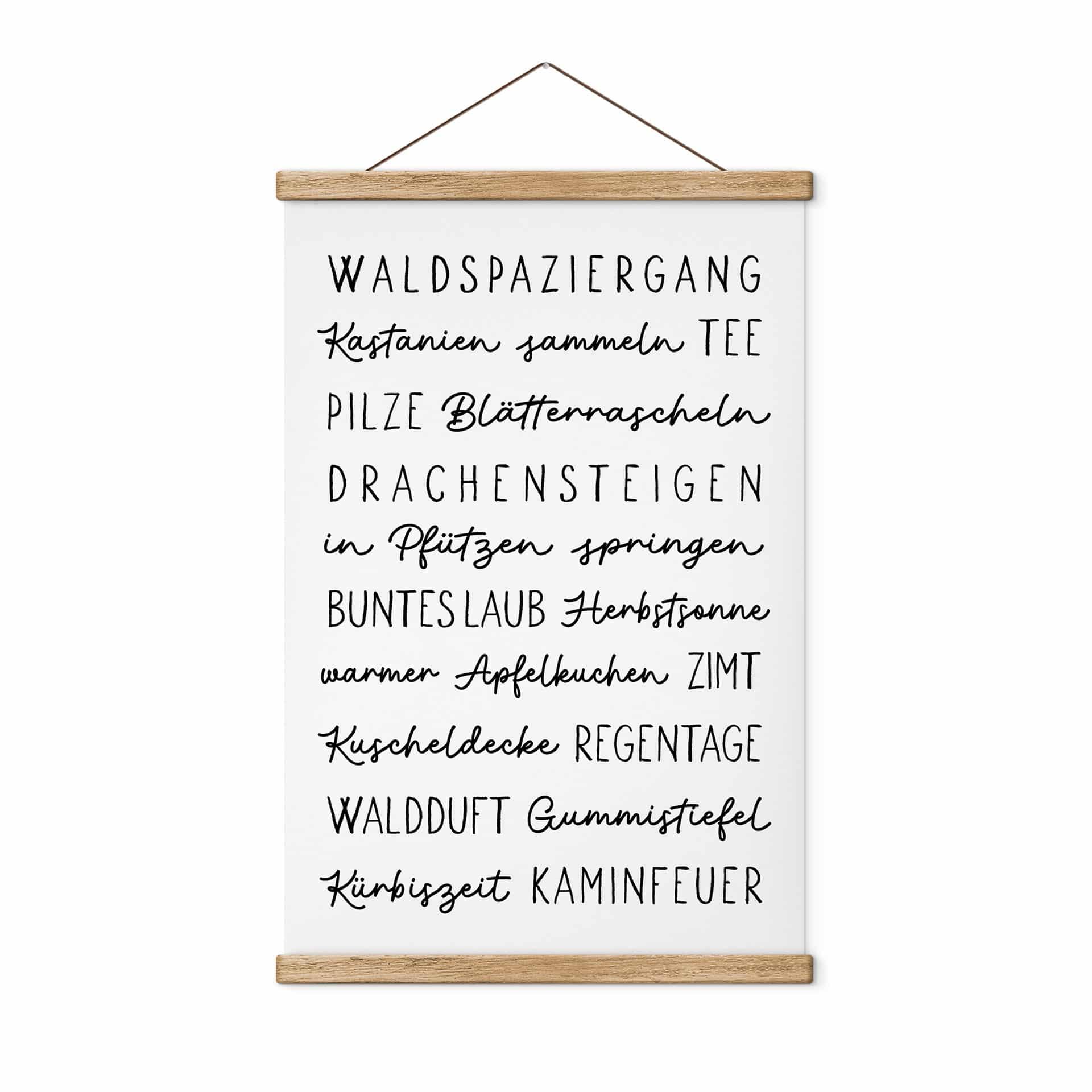 Stoffbild Herbstliche Worte - Typografie