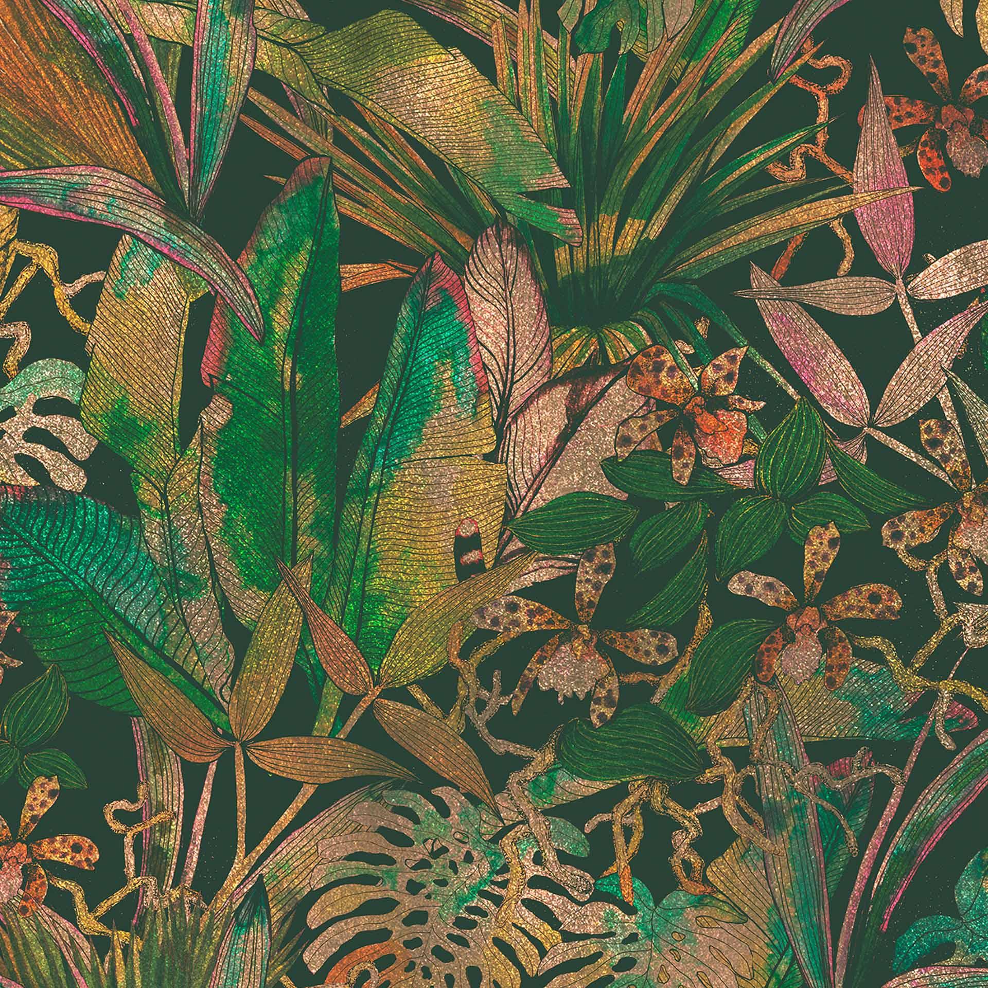 Floral Jungle behang in groen geel - vliesbehang Designwalls 2 - 2,55 x 3,5 m