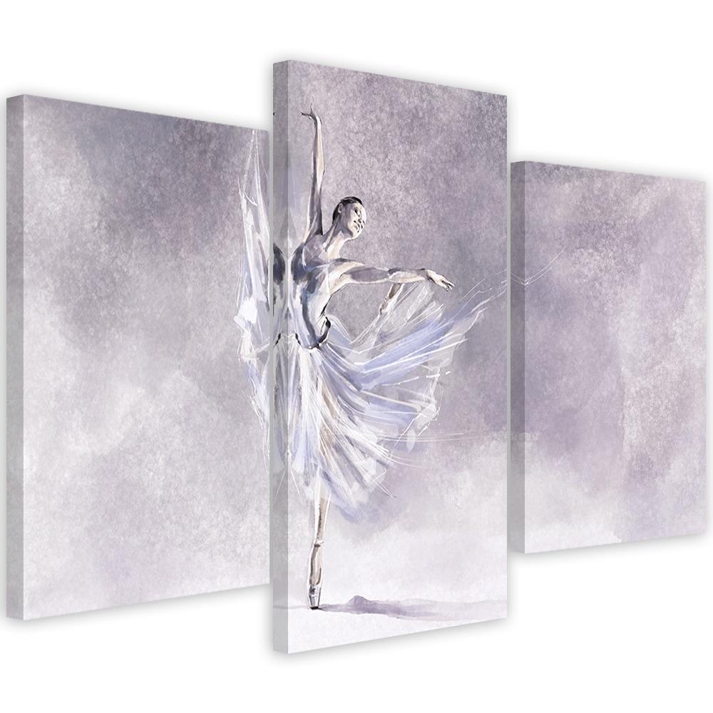 Lærredstryk 3 dele, Ballerina Pirouet