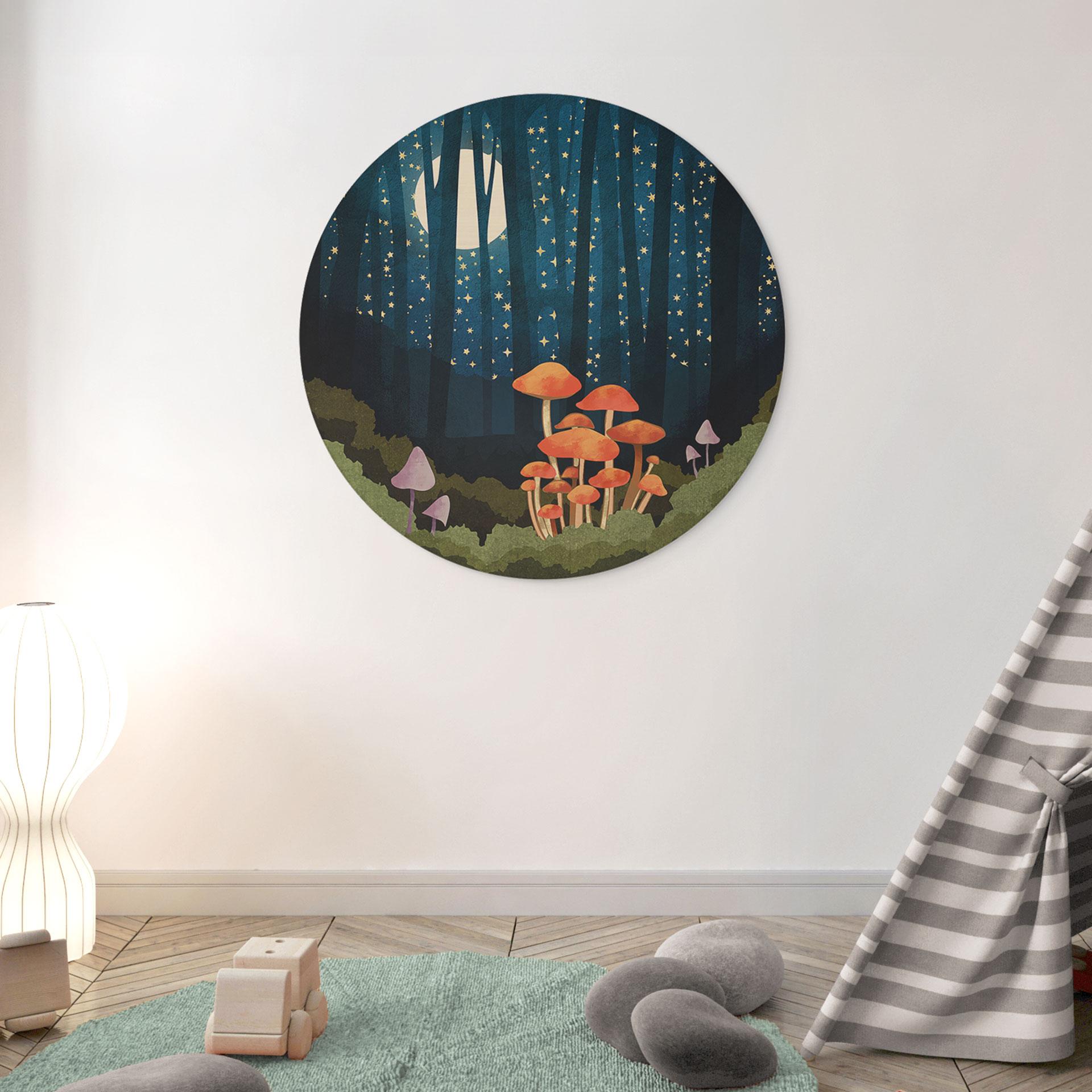 Væg cirkel træ Skov og stjerner om natten - SpaceFrog Designs