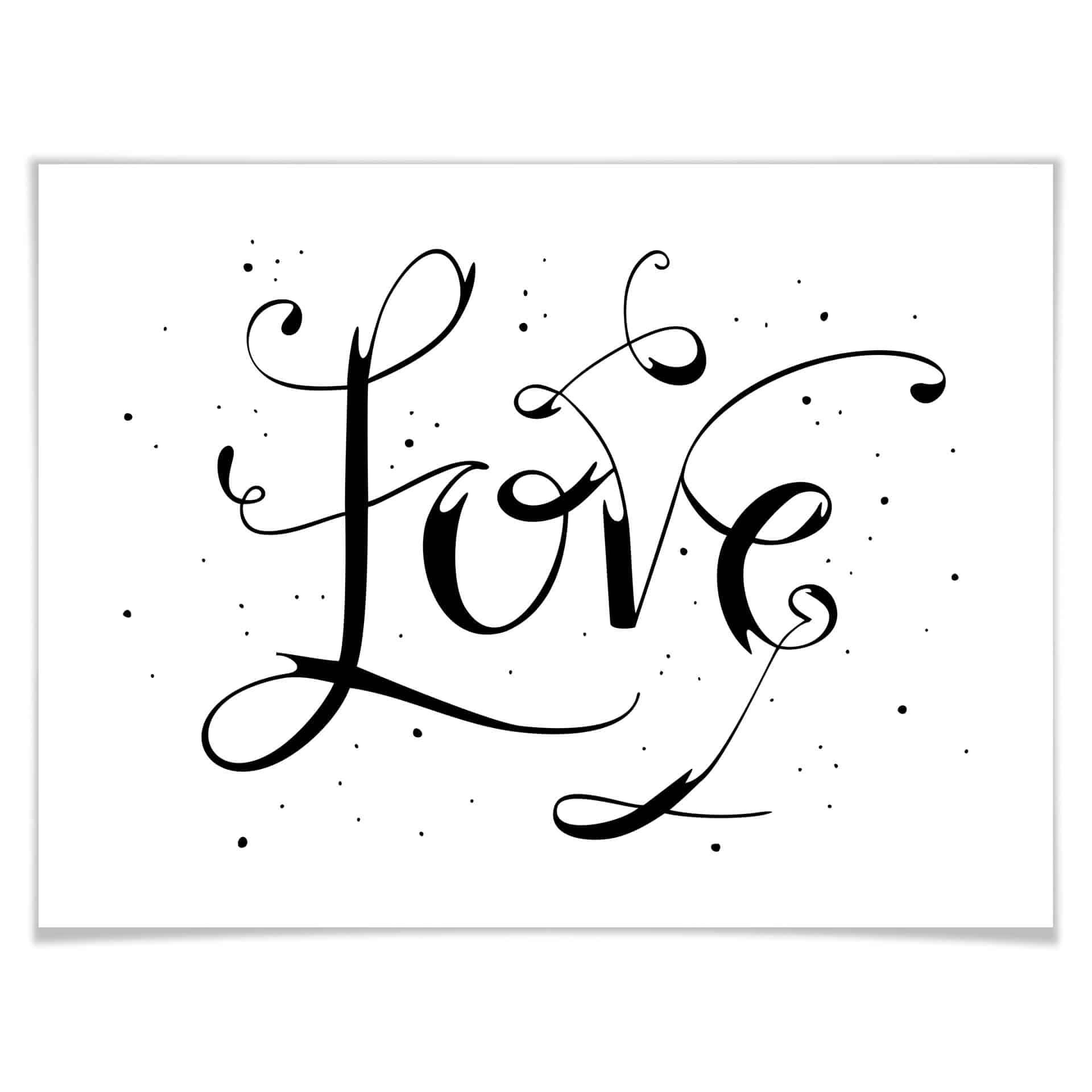 Poster Handlettering Love - weiß