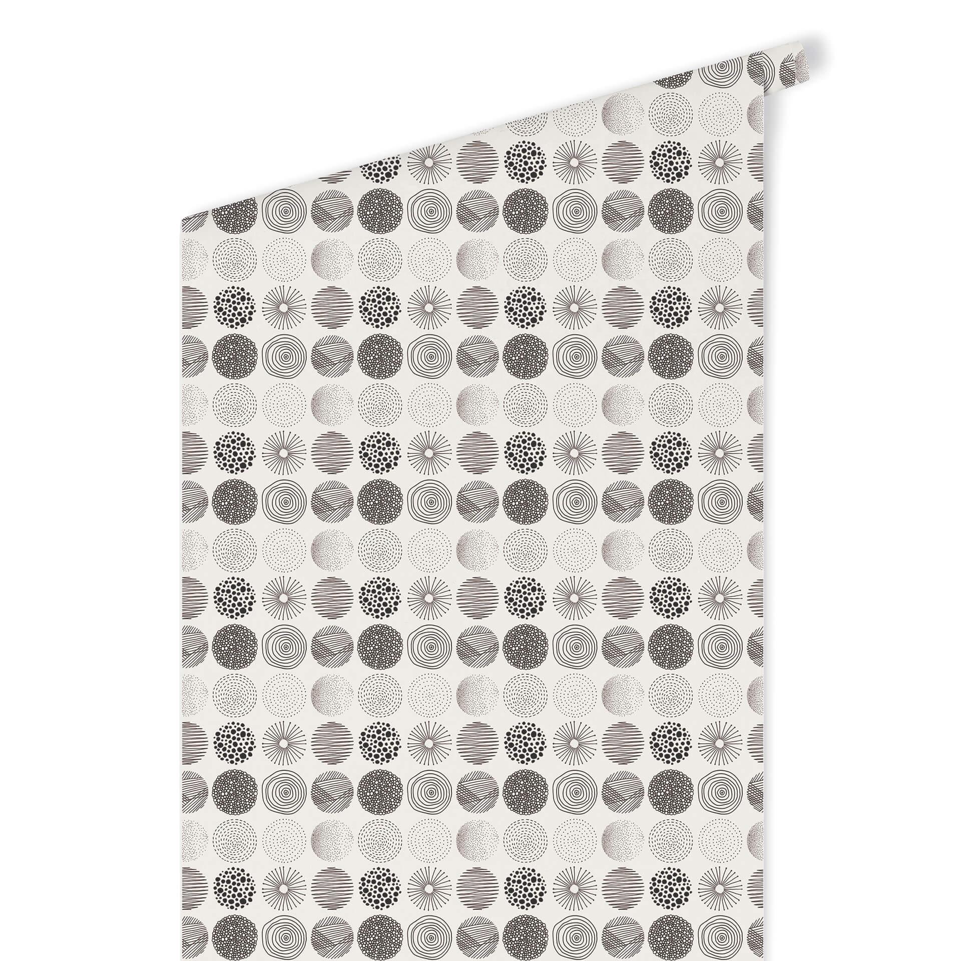 Patroonbehang – Abstracte Cirkels 01 – zwartwit