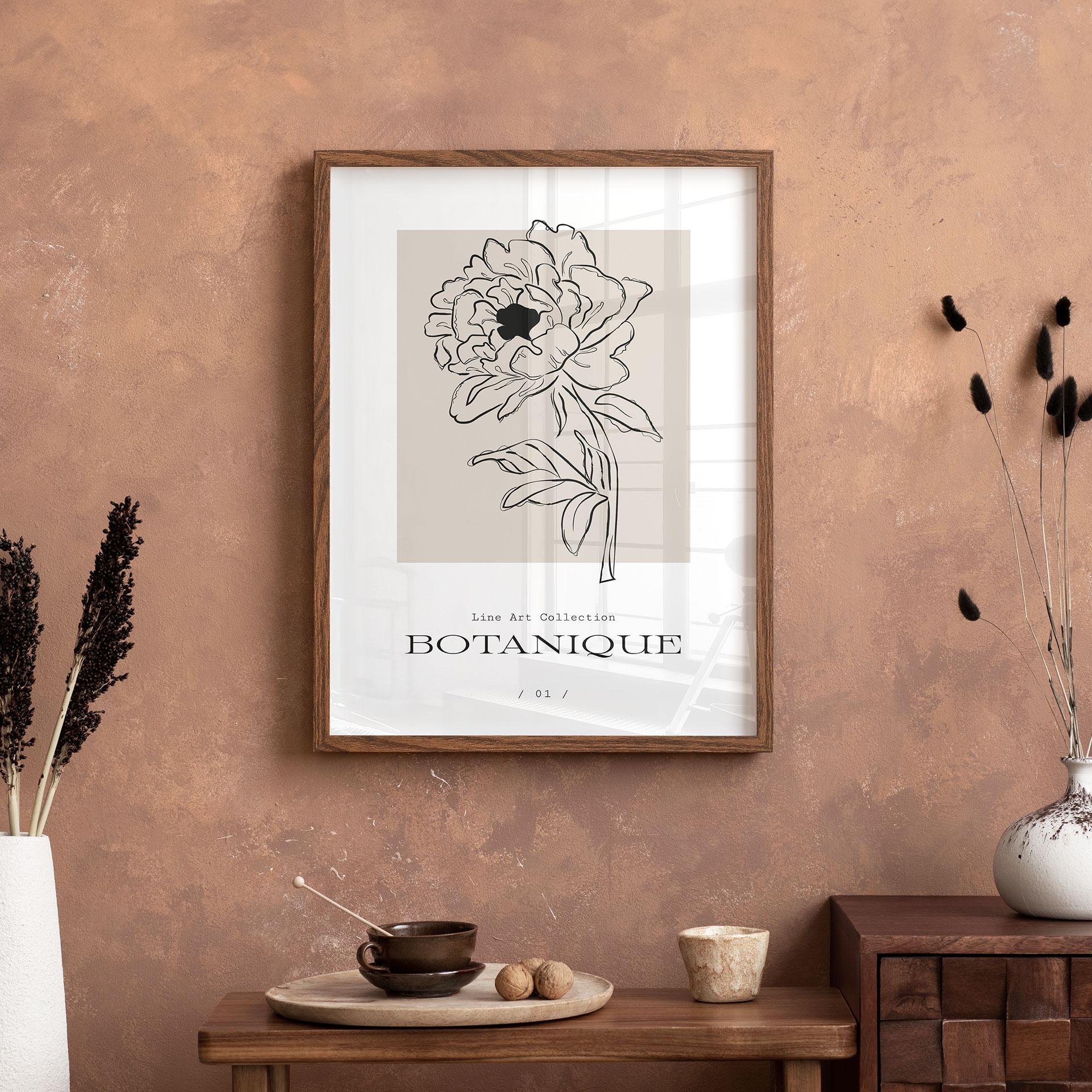 Poster lineart bloem beige - Treechild