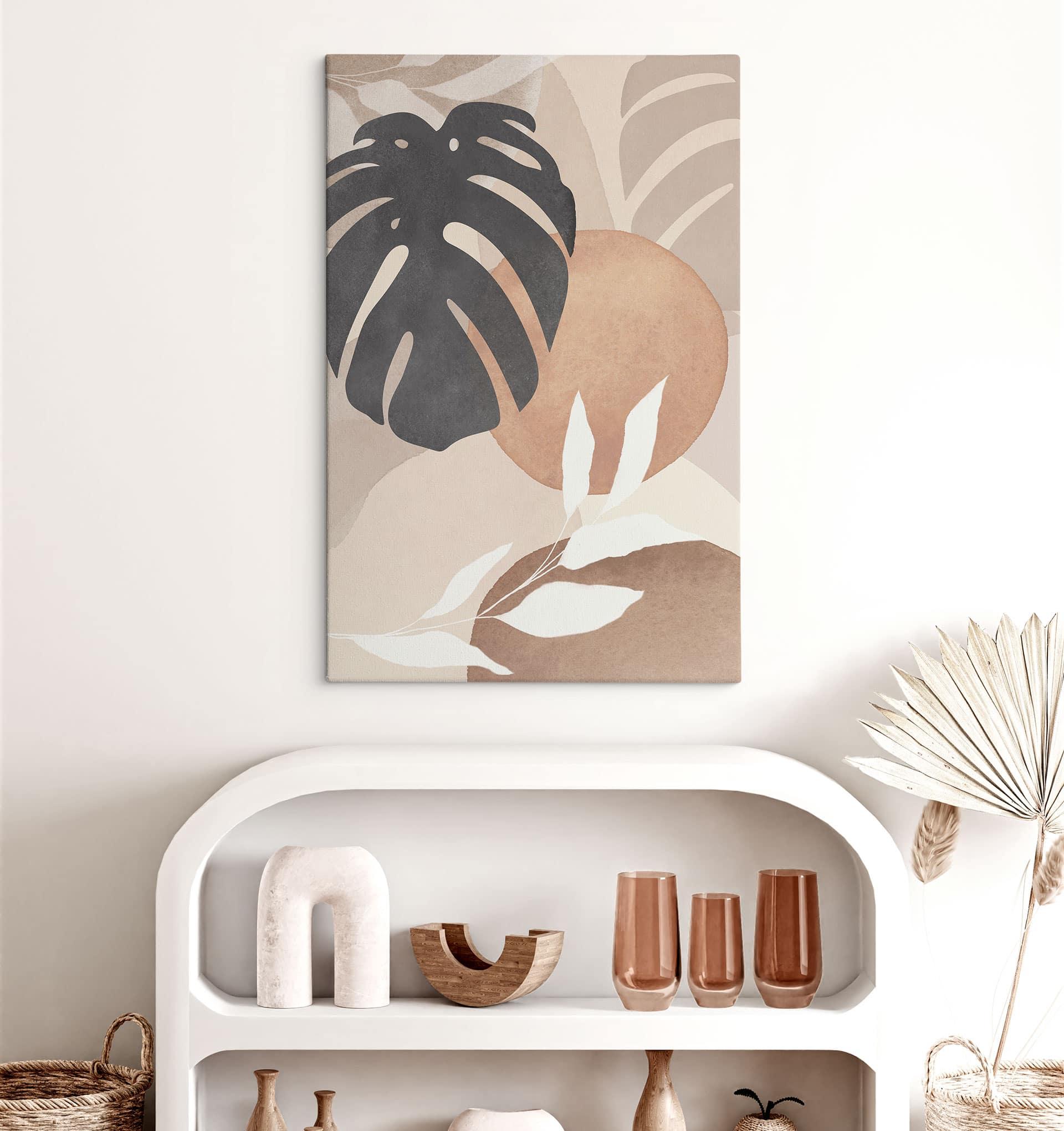 Canvasbillede Boho Monstera-plante i naturlige farver - Melloi Art Prints