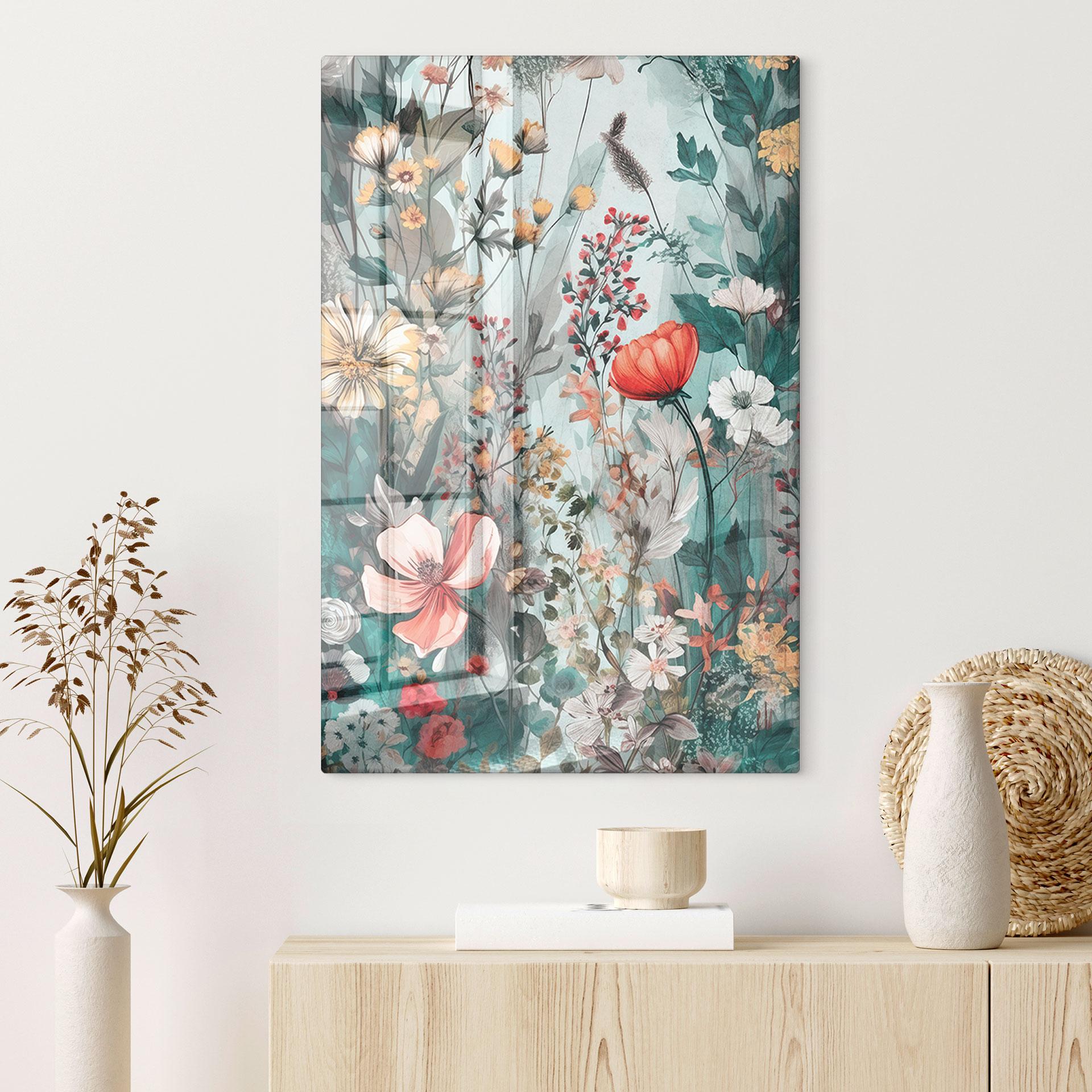Glasbillede - Forårseng med blomster - Jaszke