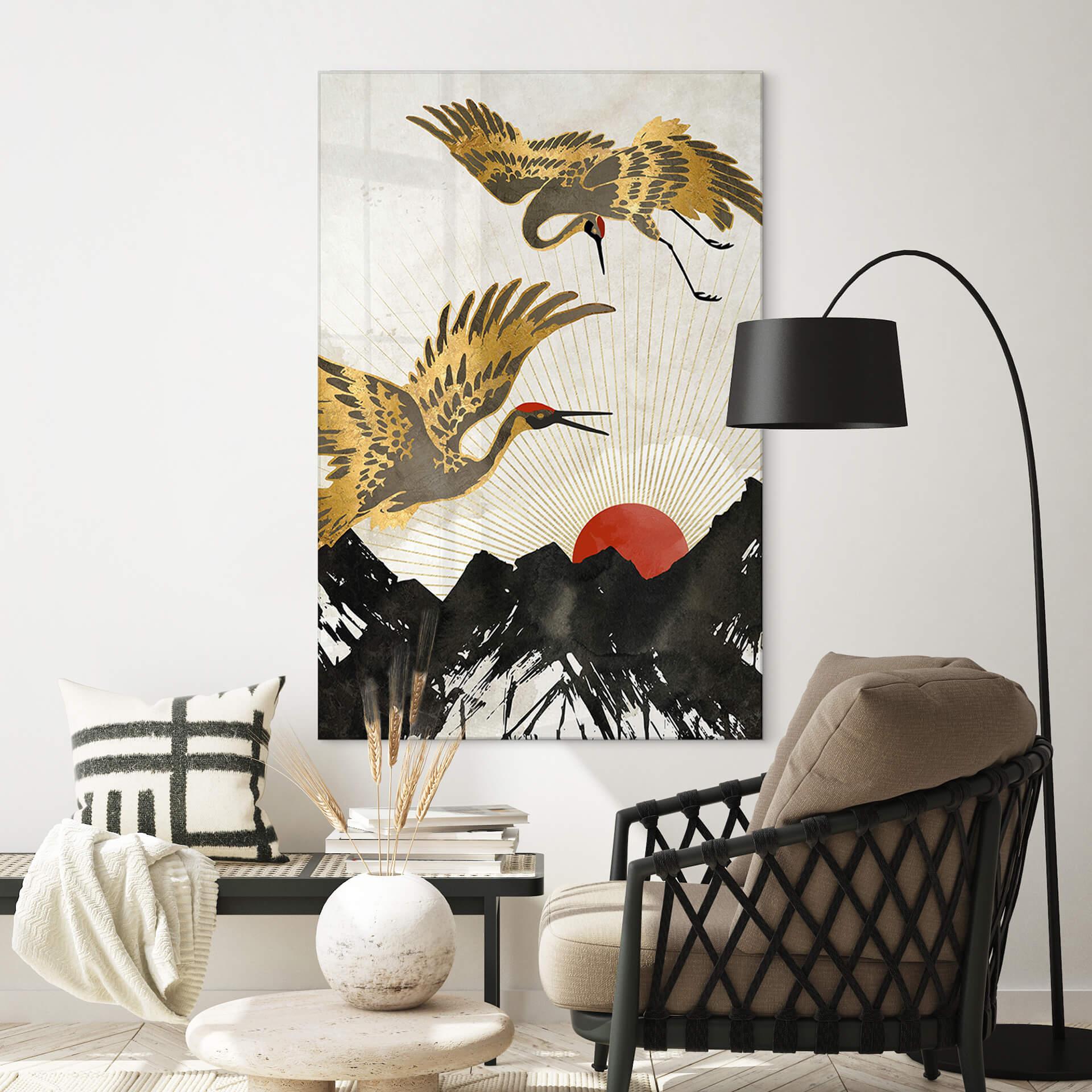 Plexiglas SpaceFrog Designs - Gouden Kraanvogels - Japandi
