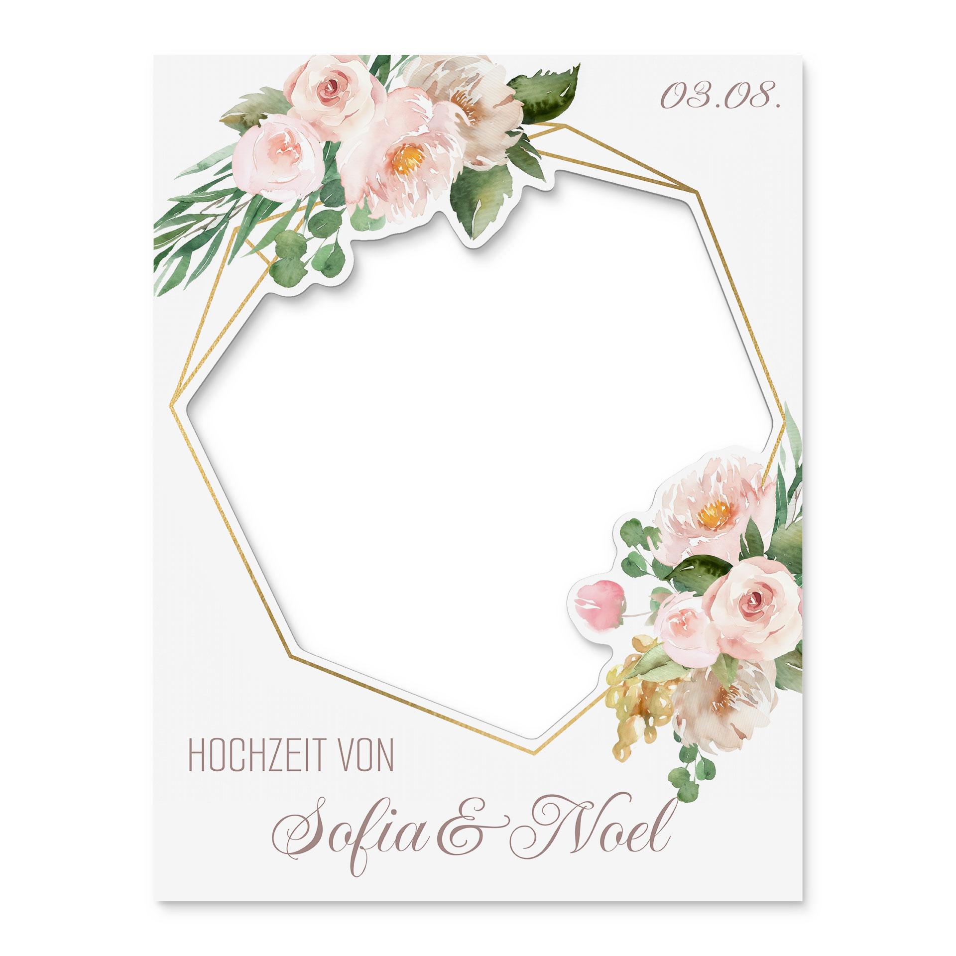 Fotorahmen Hochzeit Romantische Blumen - personalisierbar