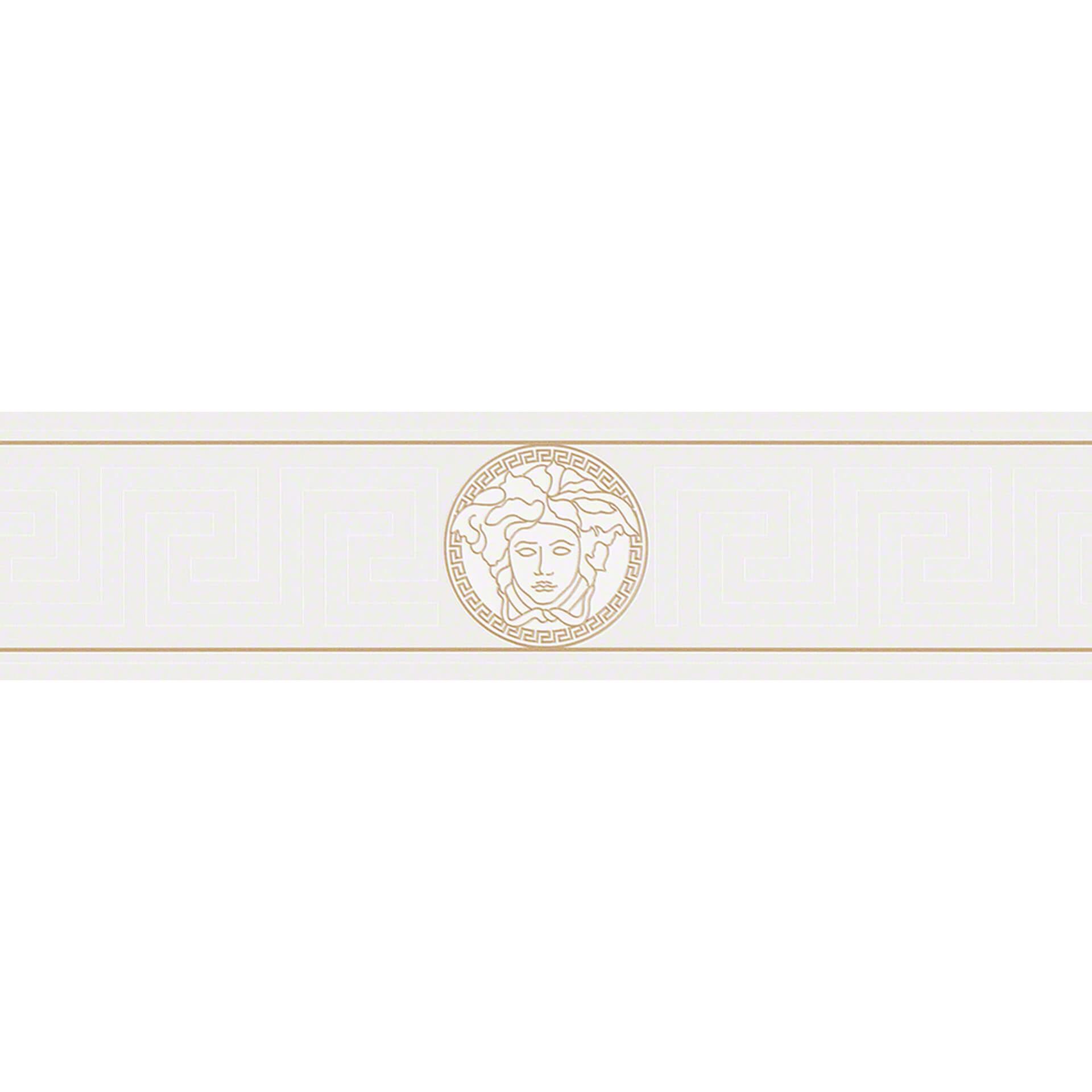 Versace Behangrand Greek Metallic, Wit