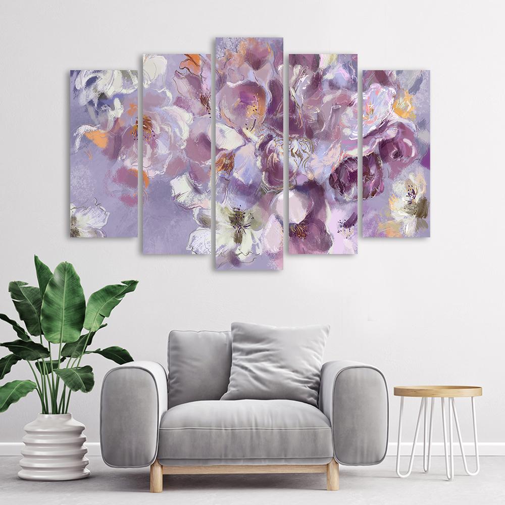 5 stykke lærredstryk, Irisblomst