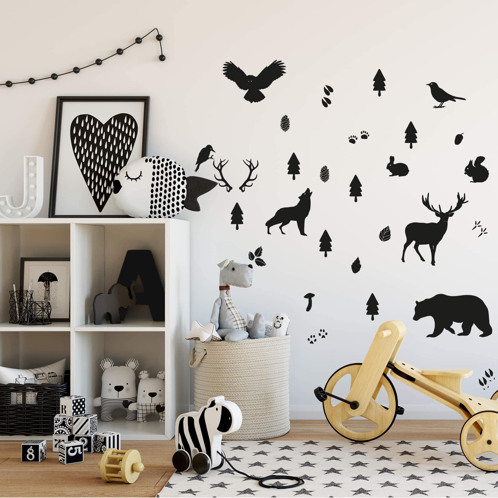 Wandtattoo Silhouetten Waldtiere Set