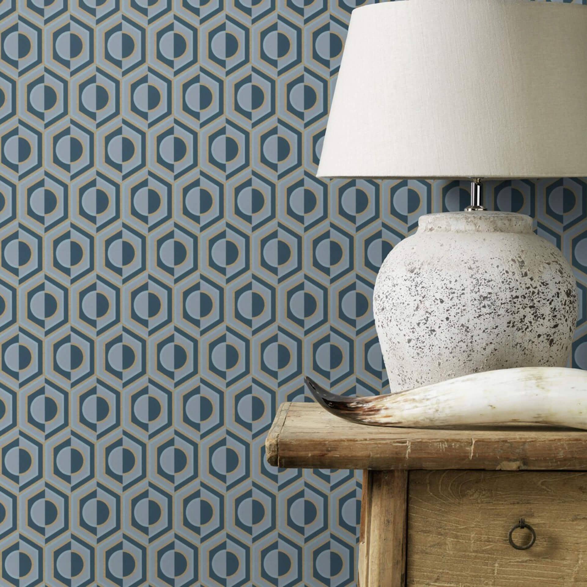 Papier peint intissé Rasch, papier peint à motifs Sophia bleu foncé