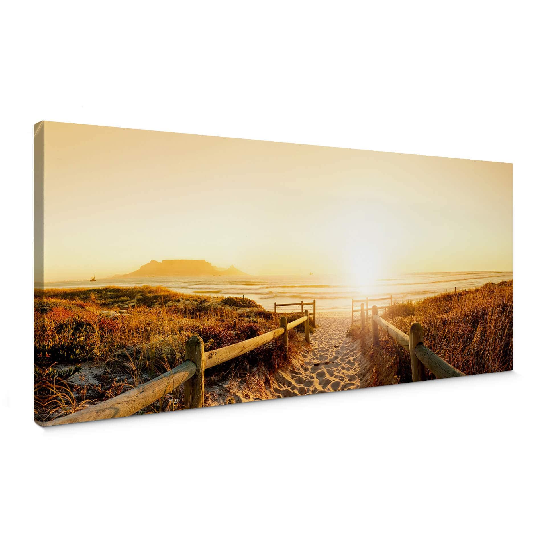 Solnedgang ved stranden - Lærredsprint