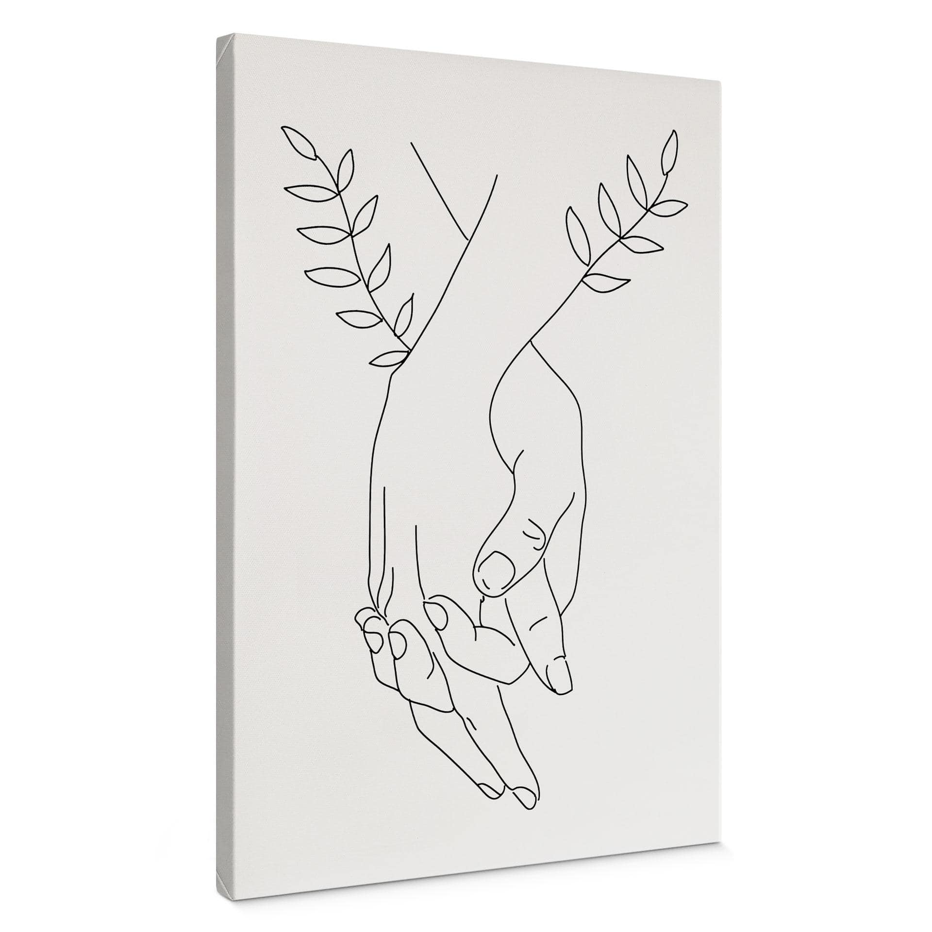 Lærredsprint - Line Art - Elskende, der holder hinanden i hånden - Lizde