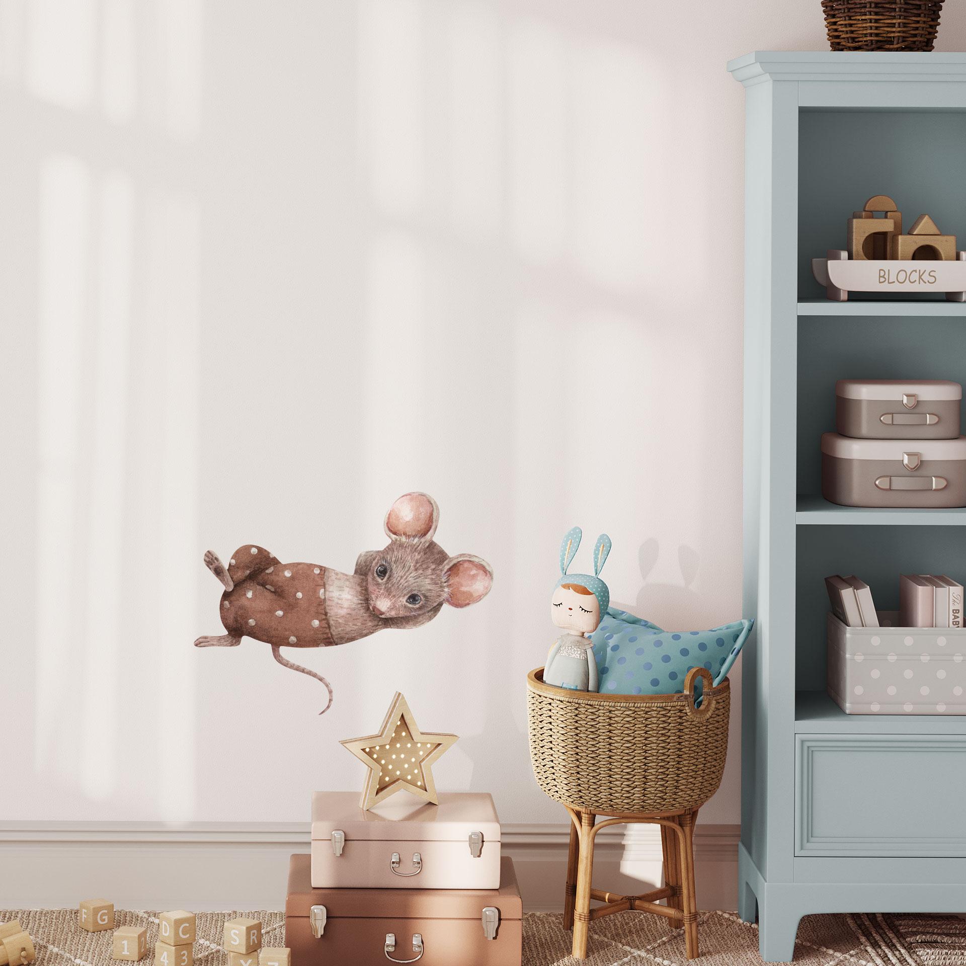 Wallsticker Lille mus slapper af - Kikki Belle