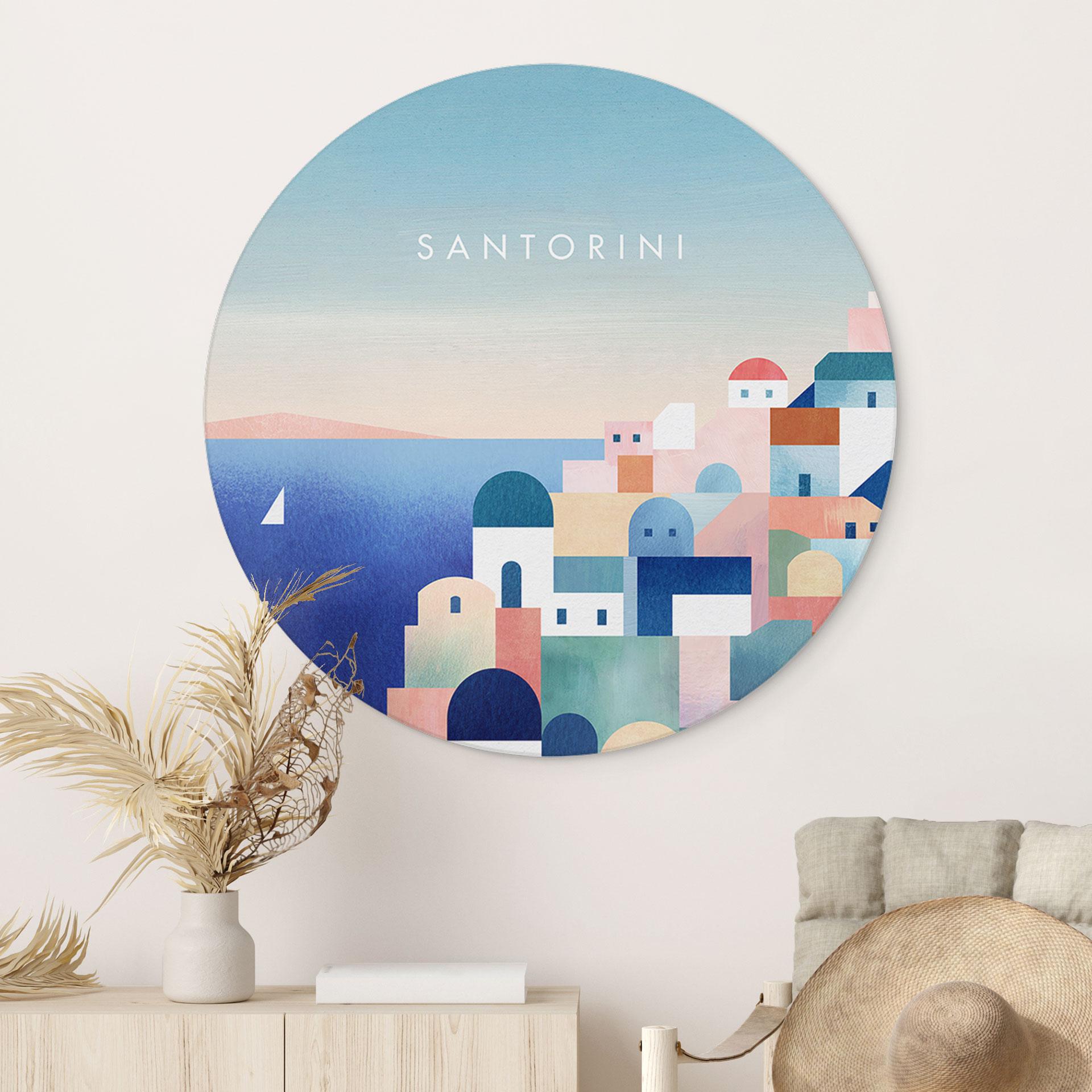 Dibond vægdekoration Huse på Santorini - Rivers – print på aluminium (Alu-Dibond)
