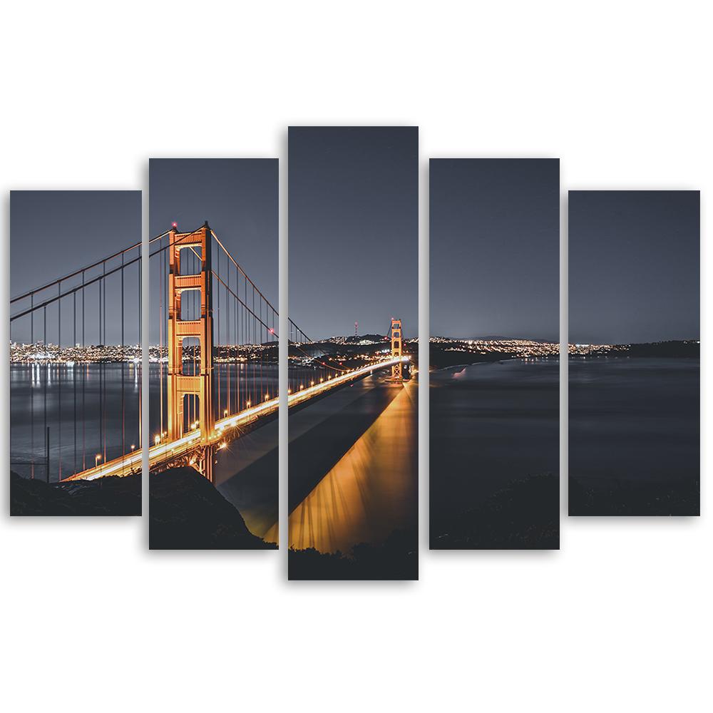 5-delige canvasprint, Golden Gate van San Francisco